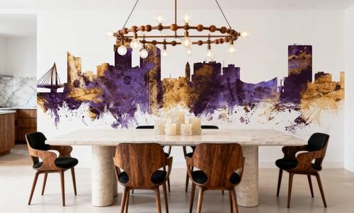 Wichita Kansas Skyline Purple & Gold