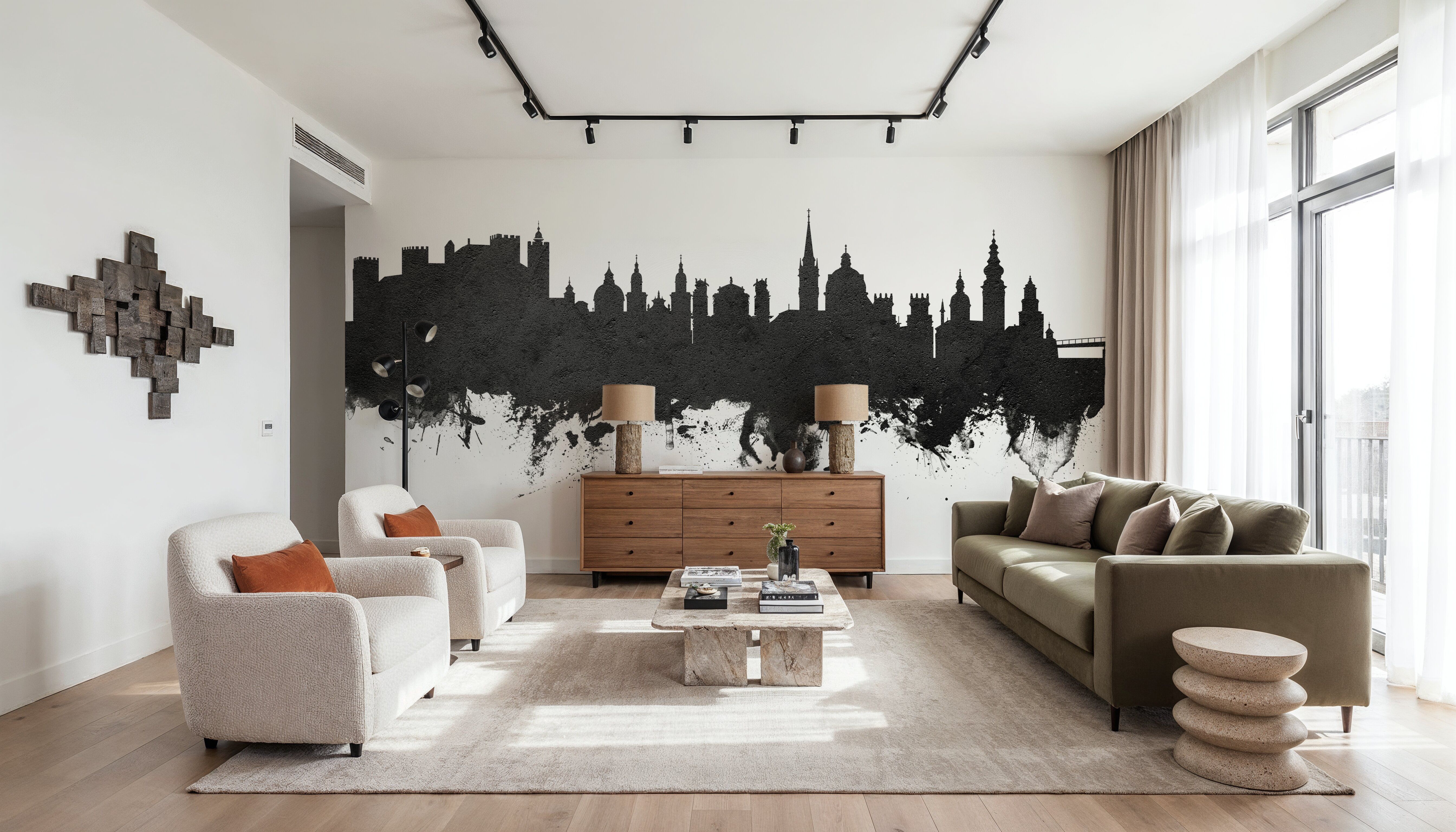 Salzburg Austria Skyline Black & White, Tapeten