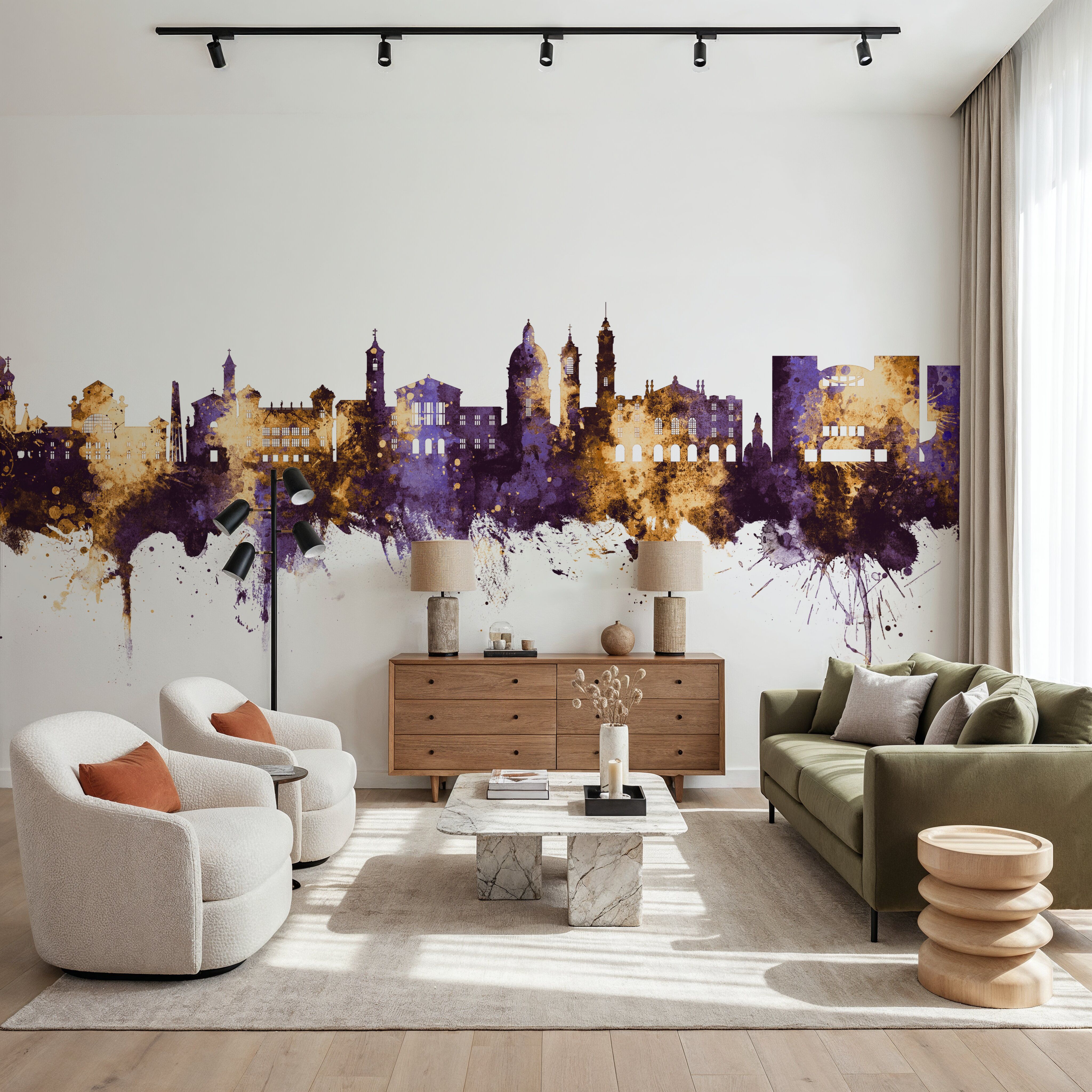 Nice France Skyline Purple & Gold