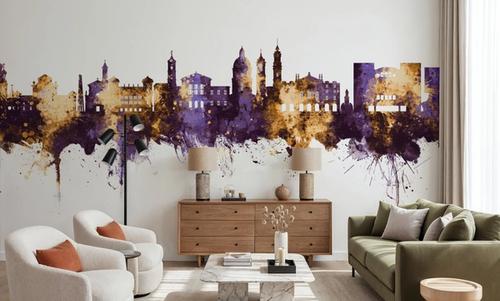 Nice France Skyline Purple & Gold