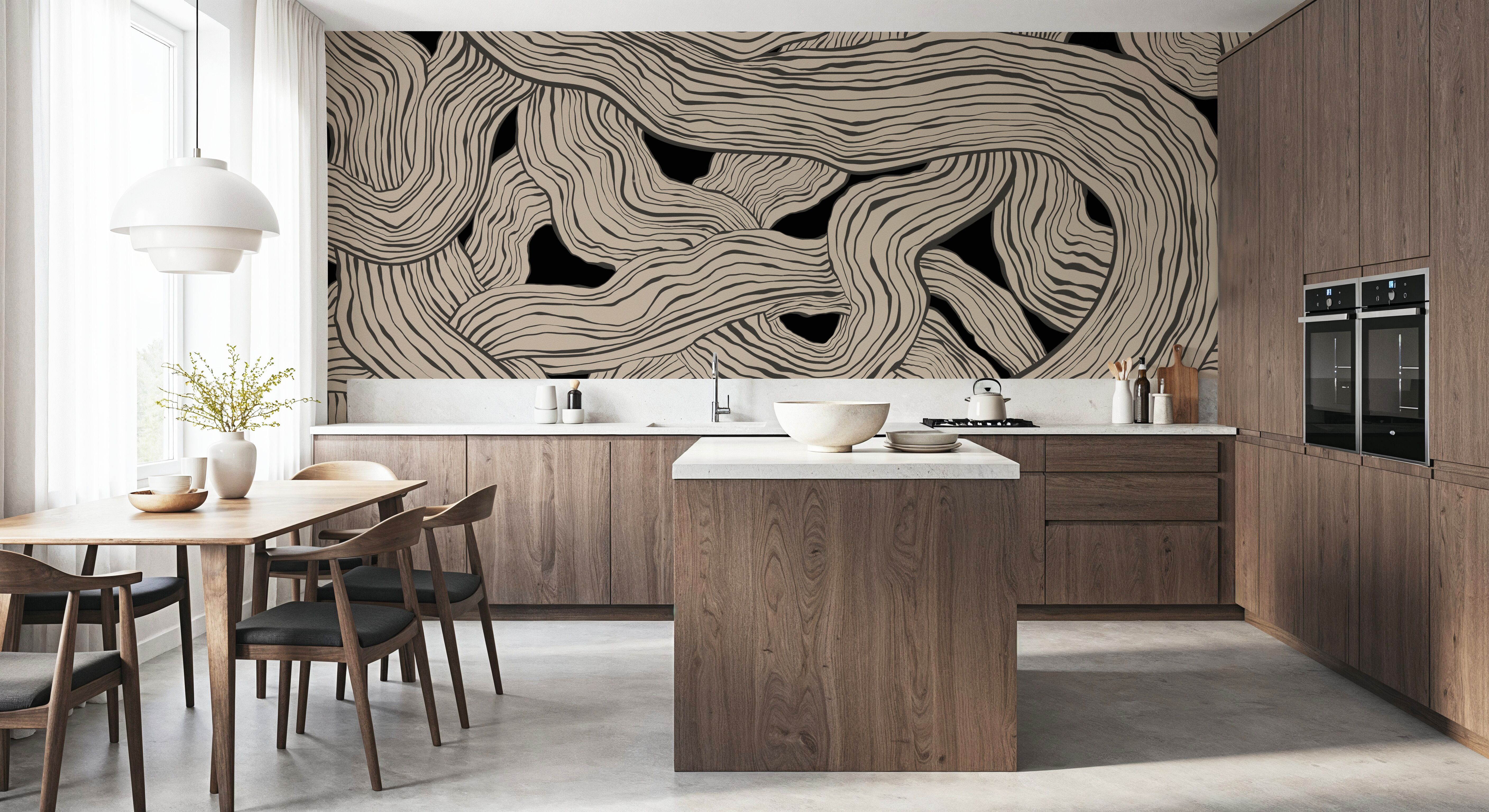 Weaves & Waves, Black, Wallpaper