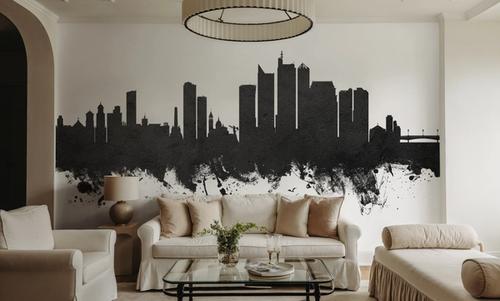 Manila Philippines Skyline Black & White