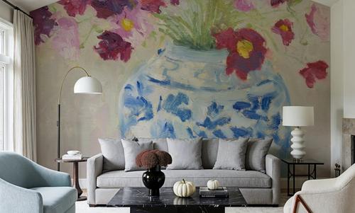 Cosmos in Chinoiserie Pot