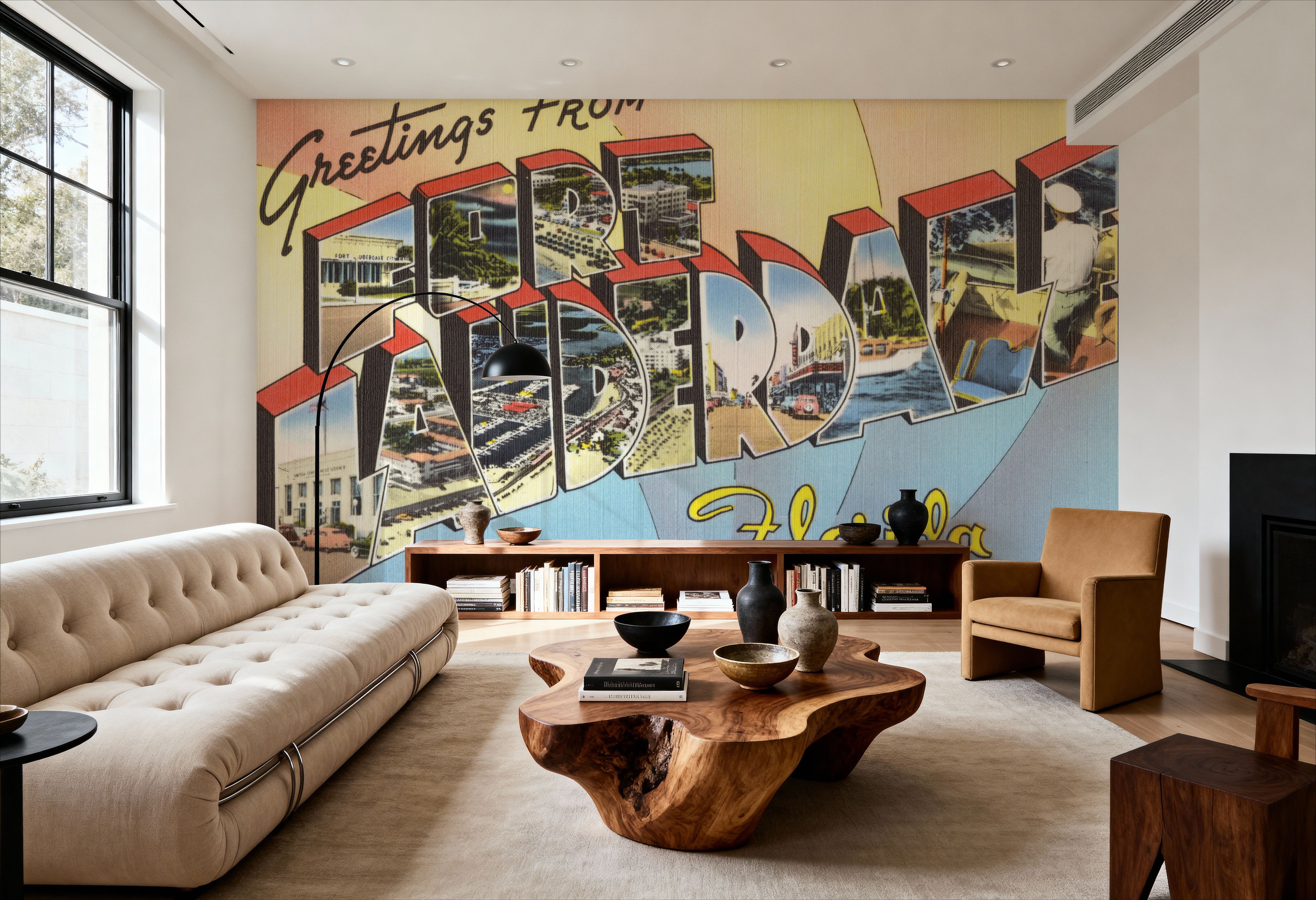 Greetings from Fort Lauderdale - Screenprint Postcard, Wallpaper