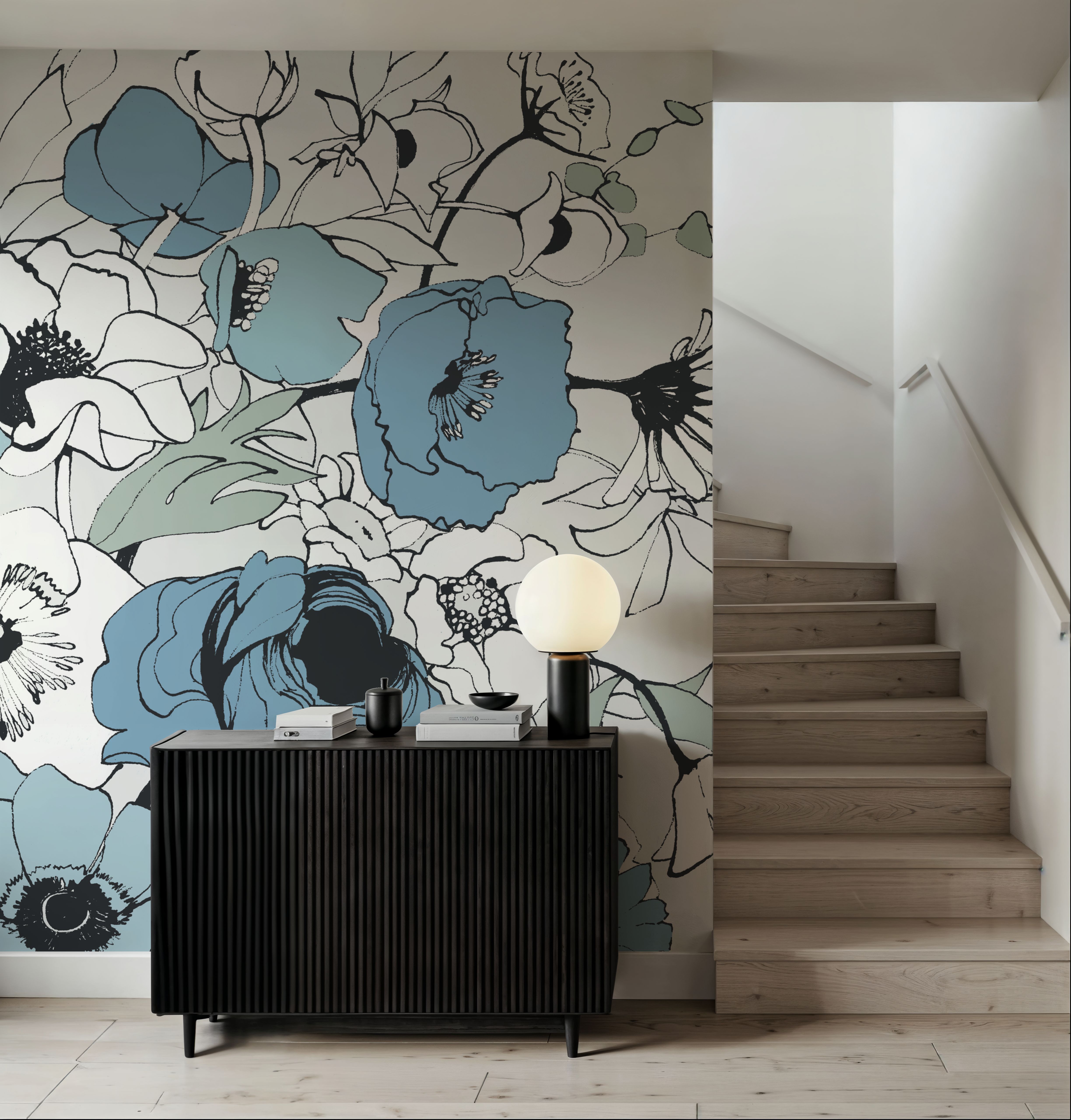 Watercolor Black Lined Poppies Mix