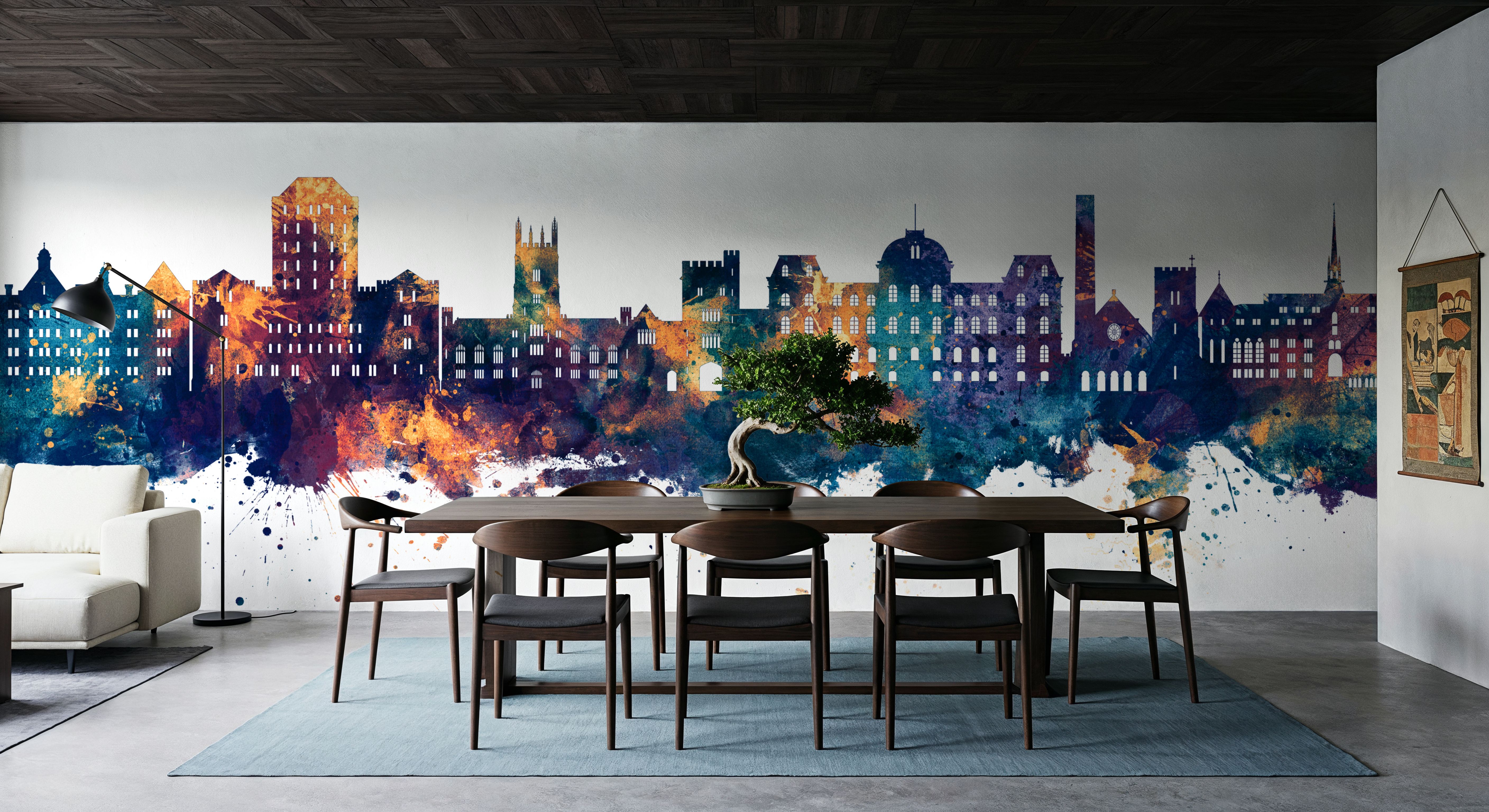 Poughkeepsie New York Skyline Blue & Bronze, Wallpaper