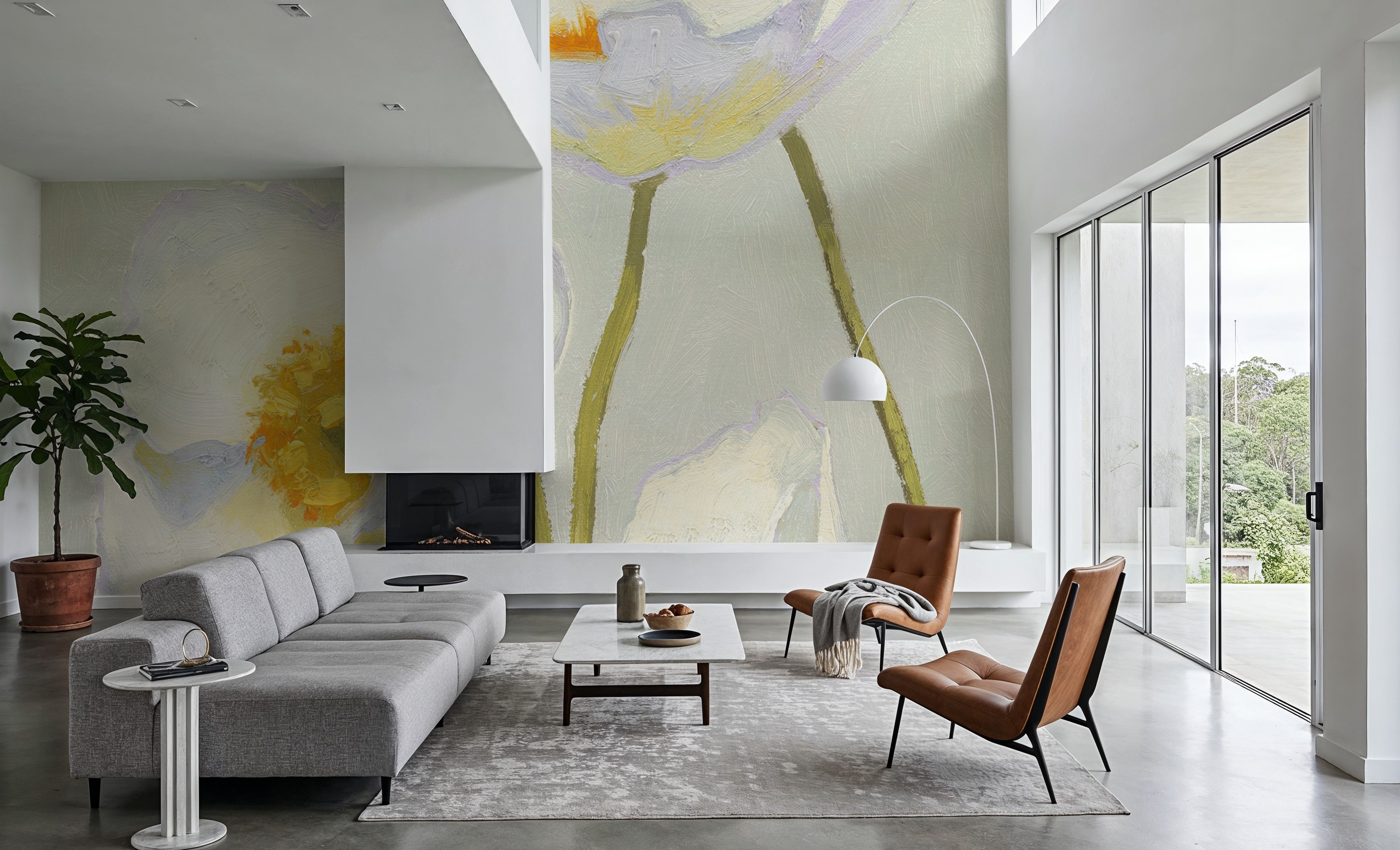 White On White Poppies Panel II