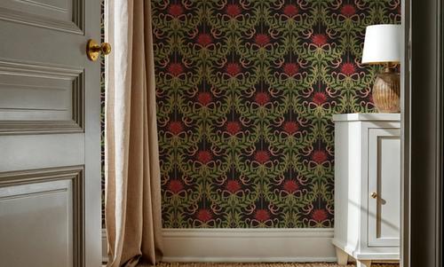 Floral Damask & Bows, Vermilion