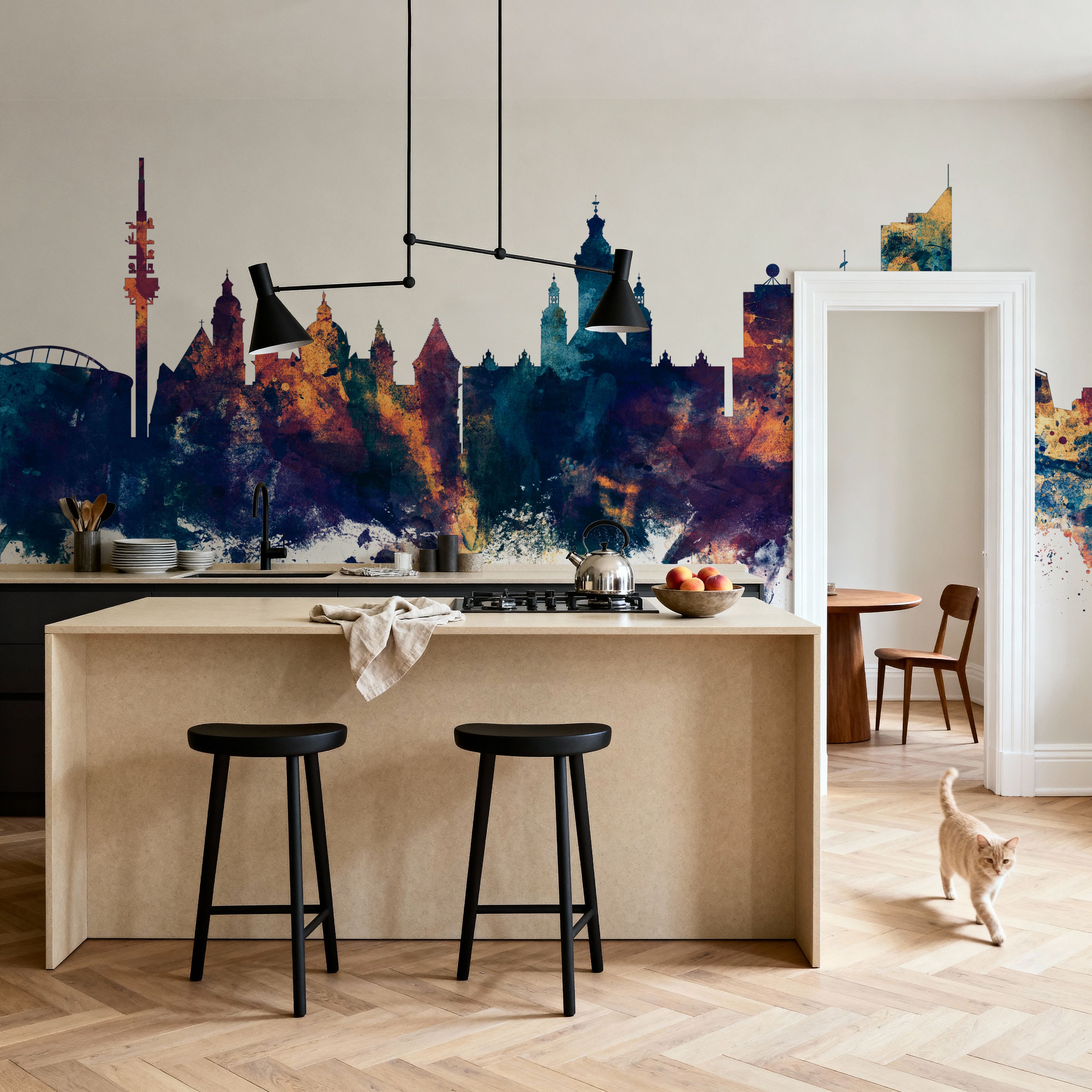 Leipzig Germany Skyline Blue & Bronze