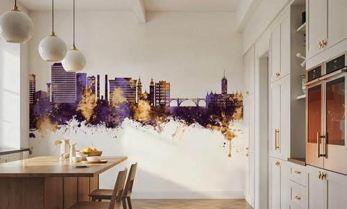Spokane Washington Skyline Purple & Gold