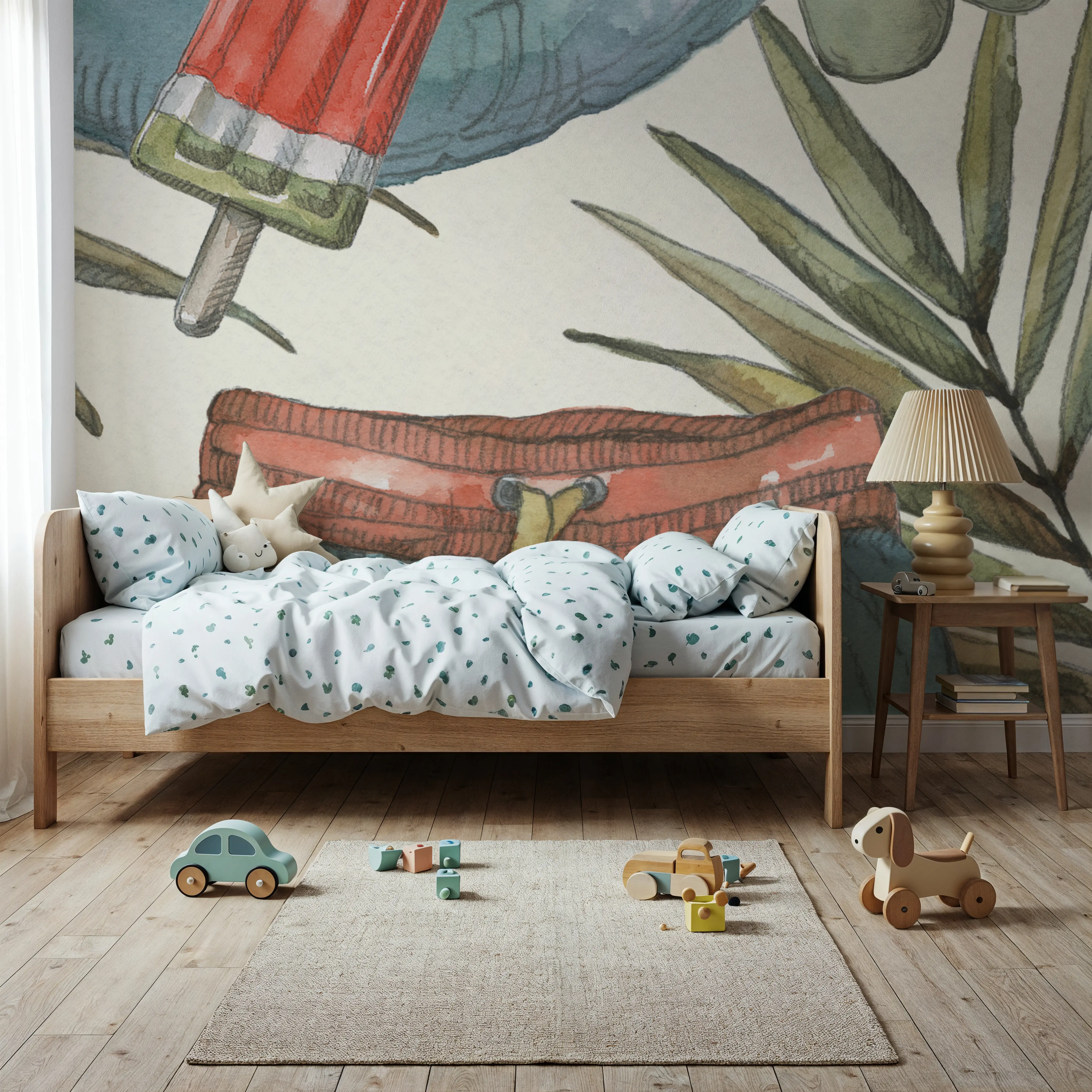 Papier Peint Panoramique - Vintage Summer III - Graphiques - Bleu - Salle à manger - Wallism Belgique - Encollage au mur ou Autocollant