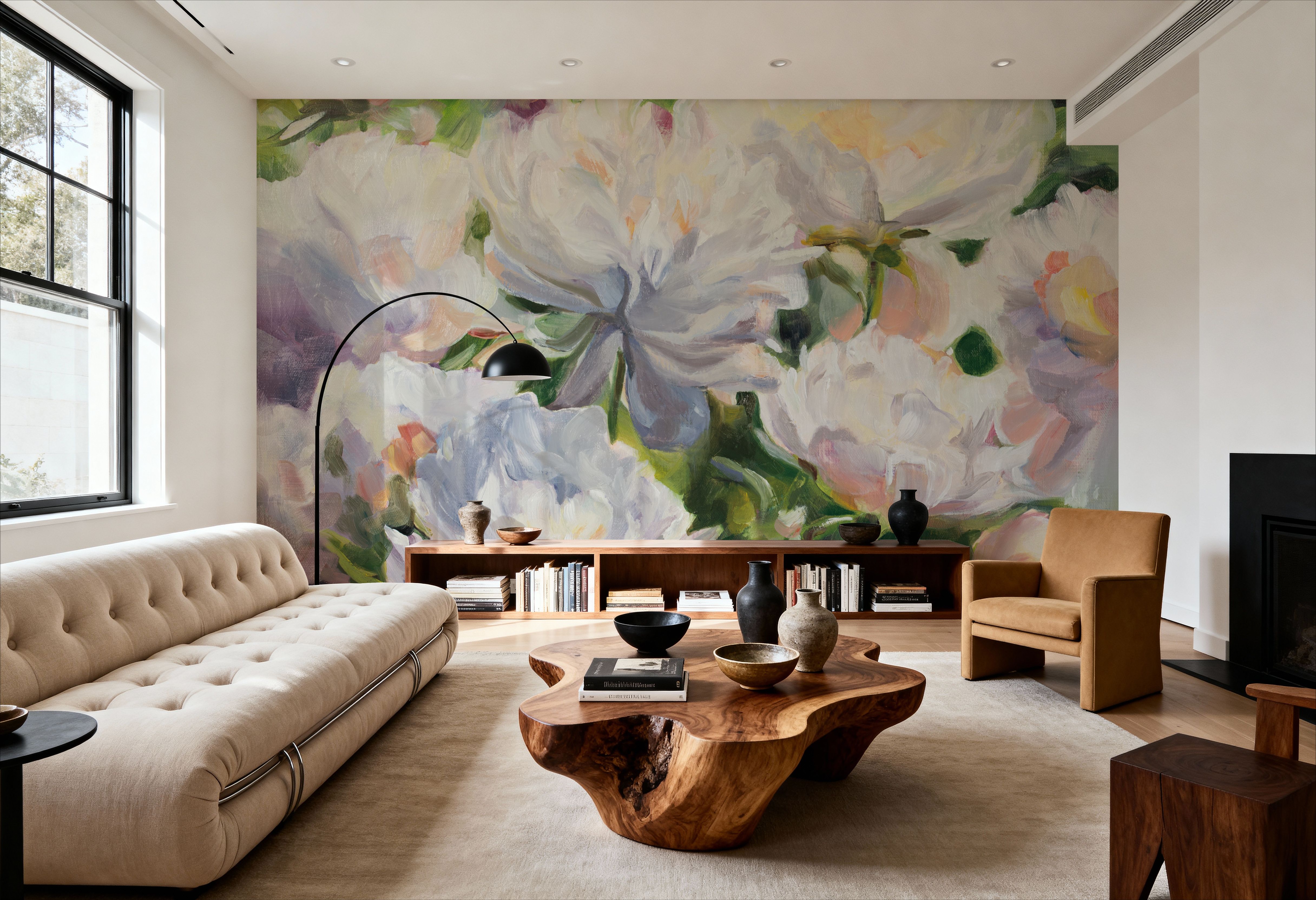 White Impressionistic Peonies