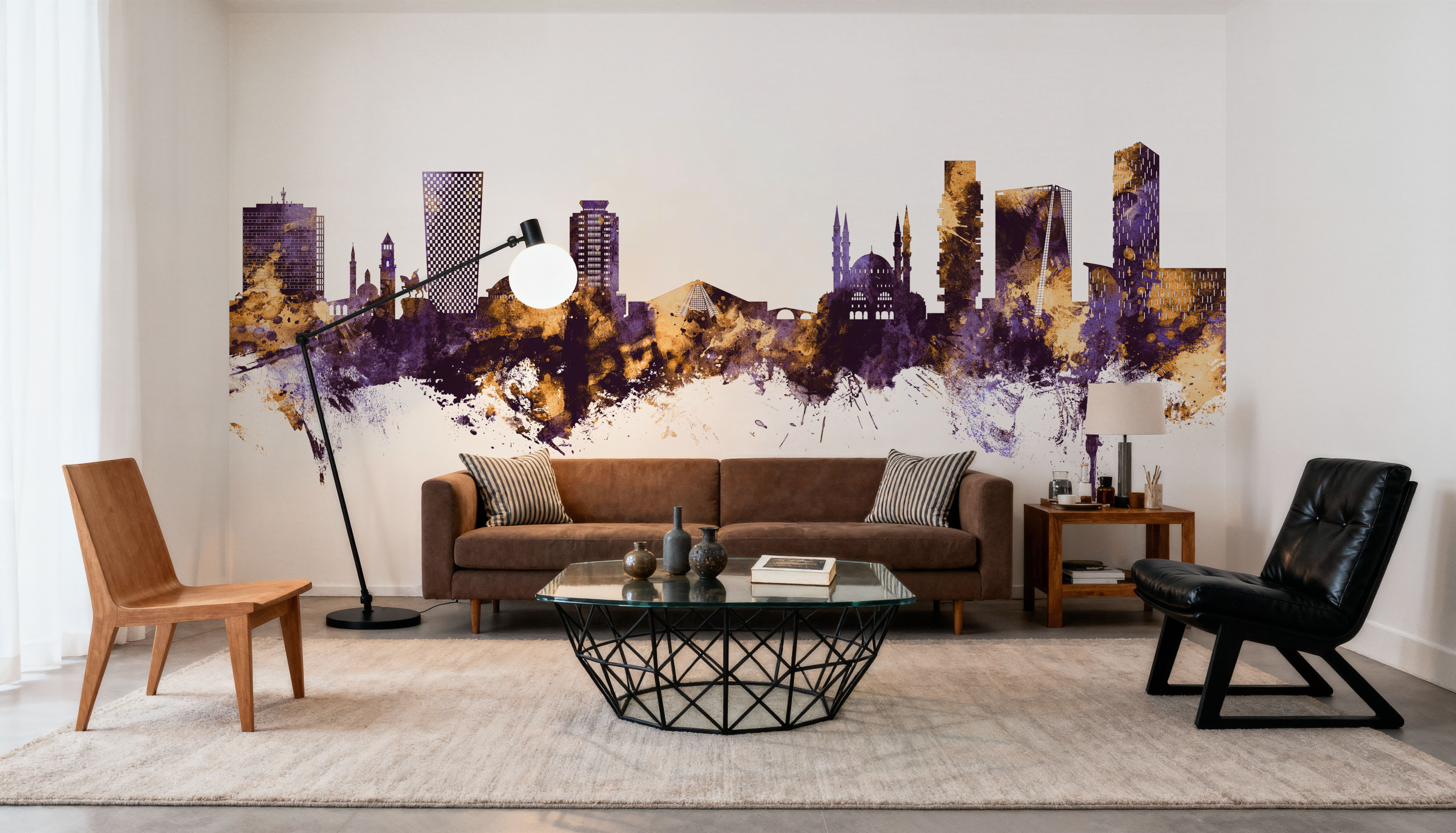 Tirana Skyline Purple & Gold