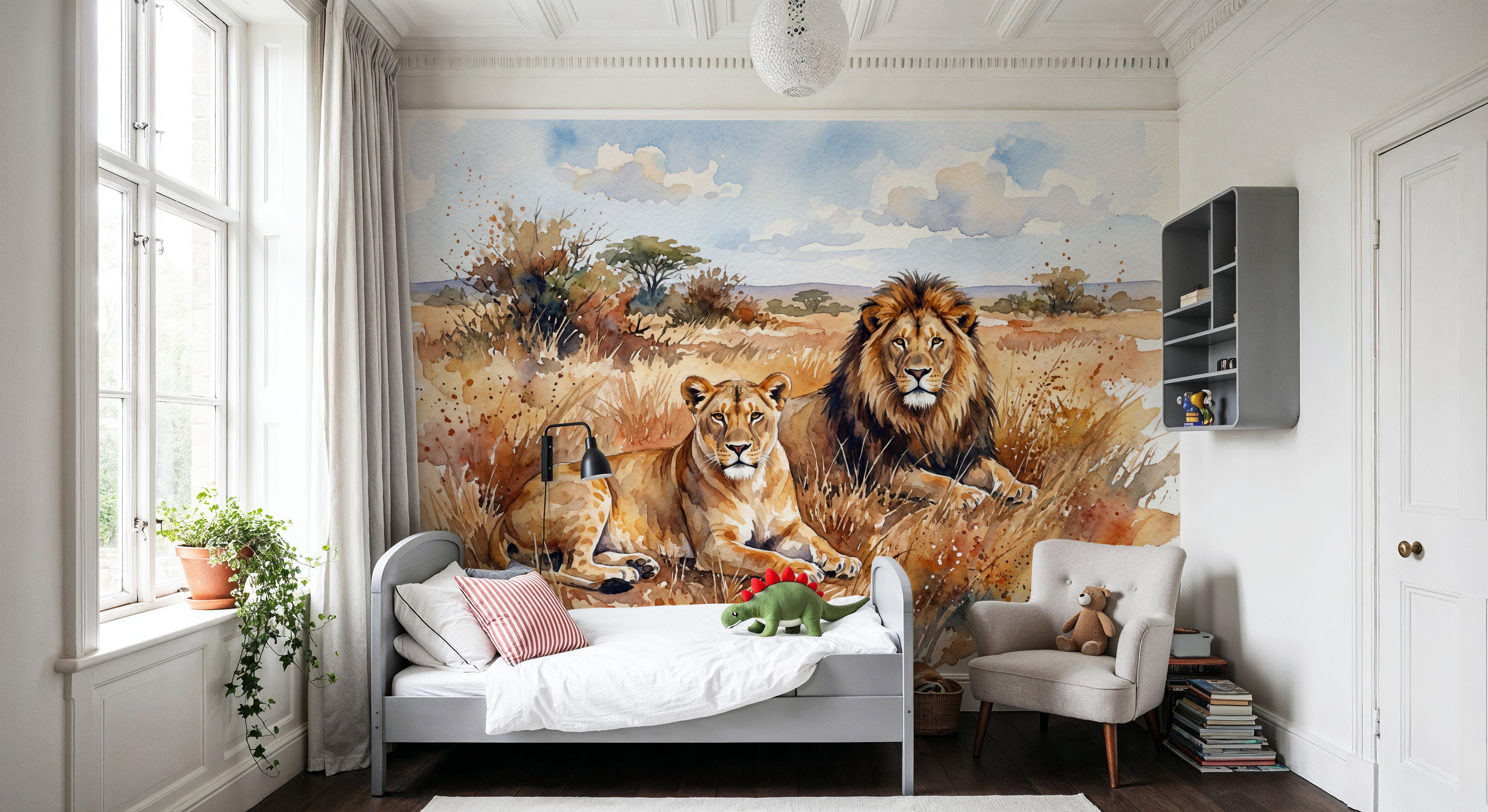 Lions II - Watercolor Predators Series