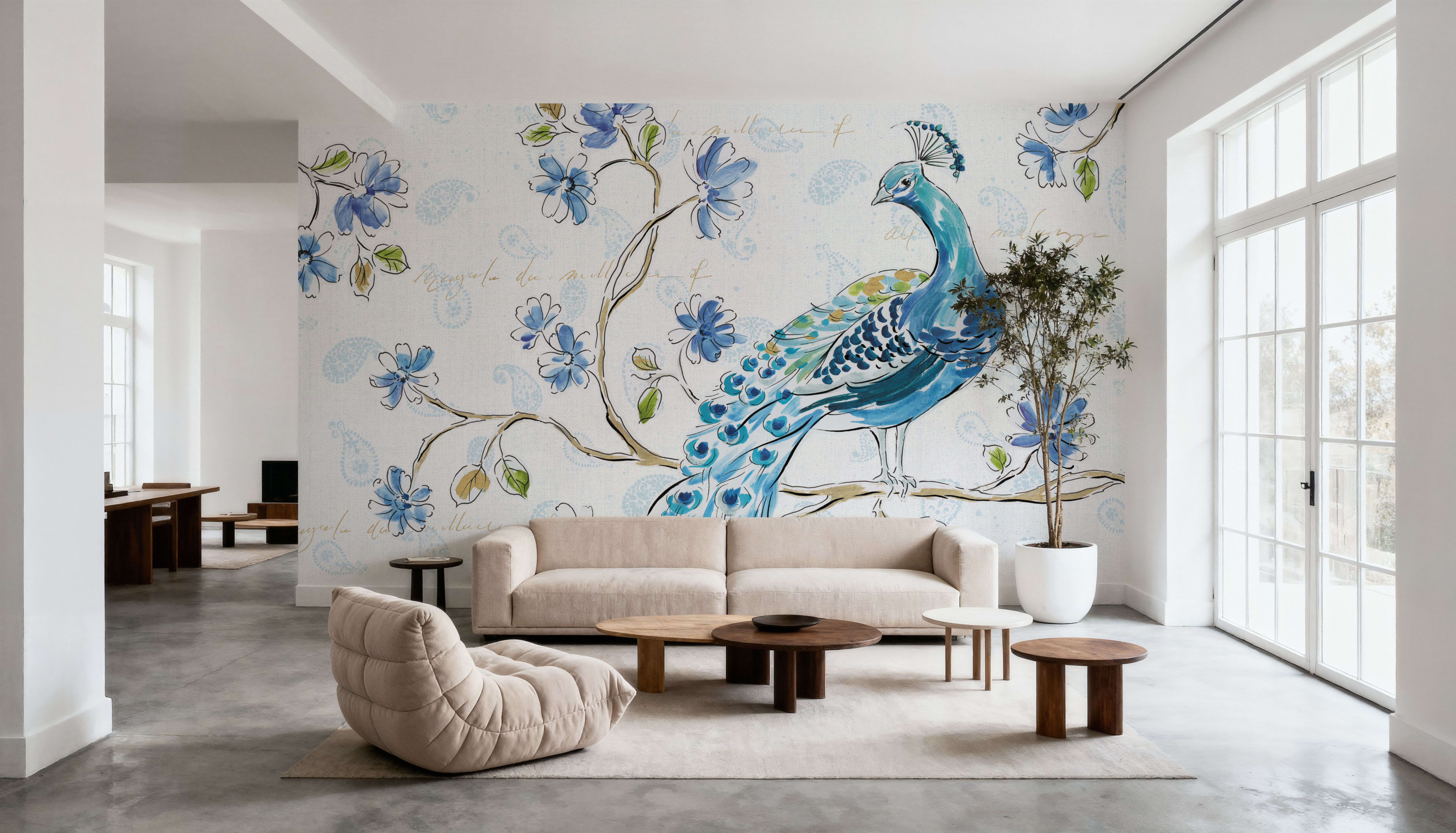 Peacock Allegory II White