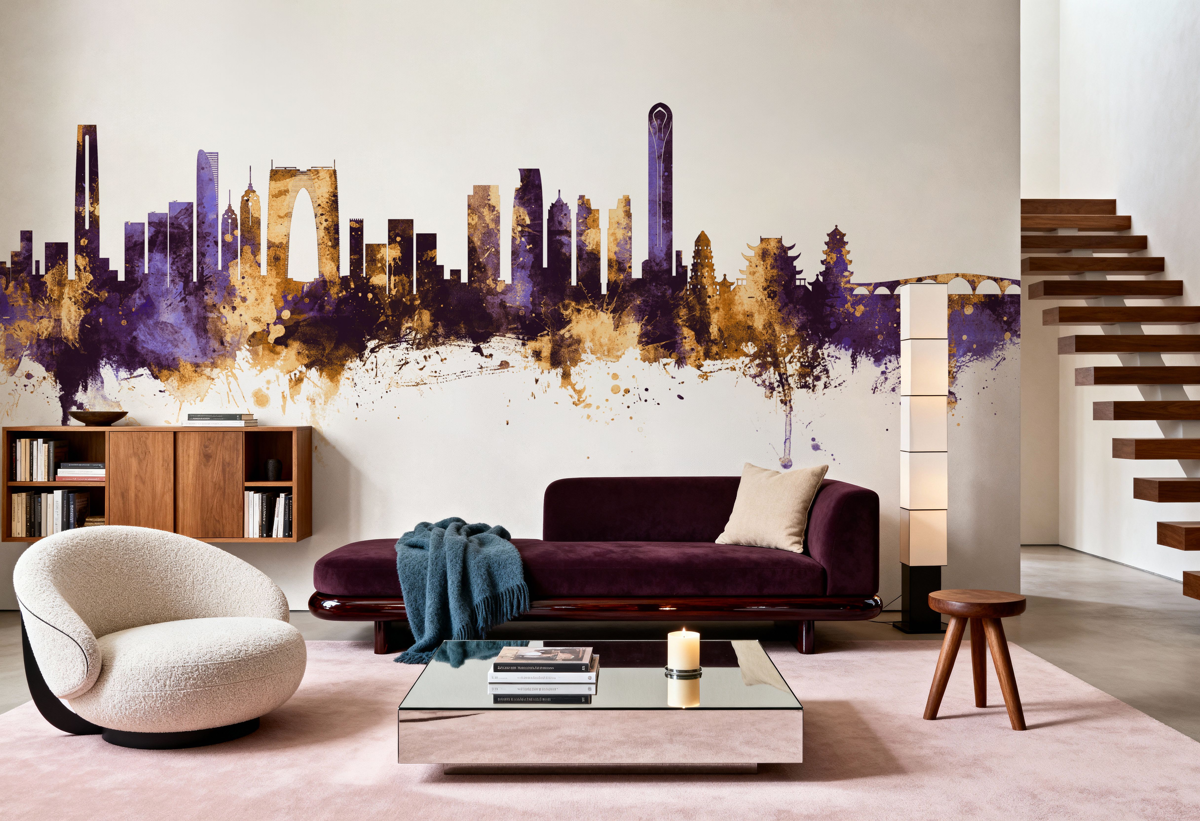 Suzhou China Skyline Purple & Gold