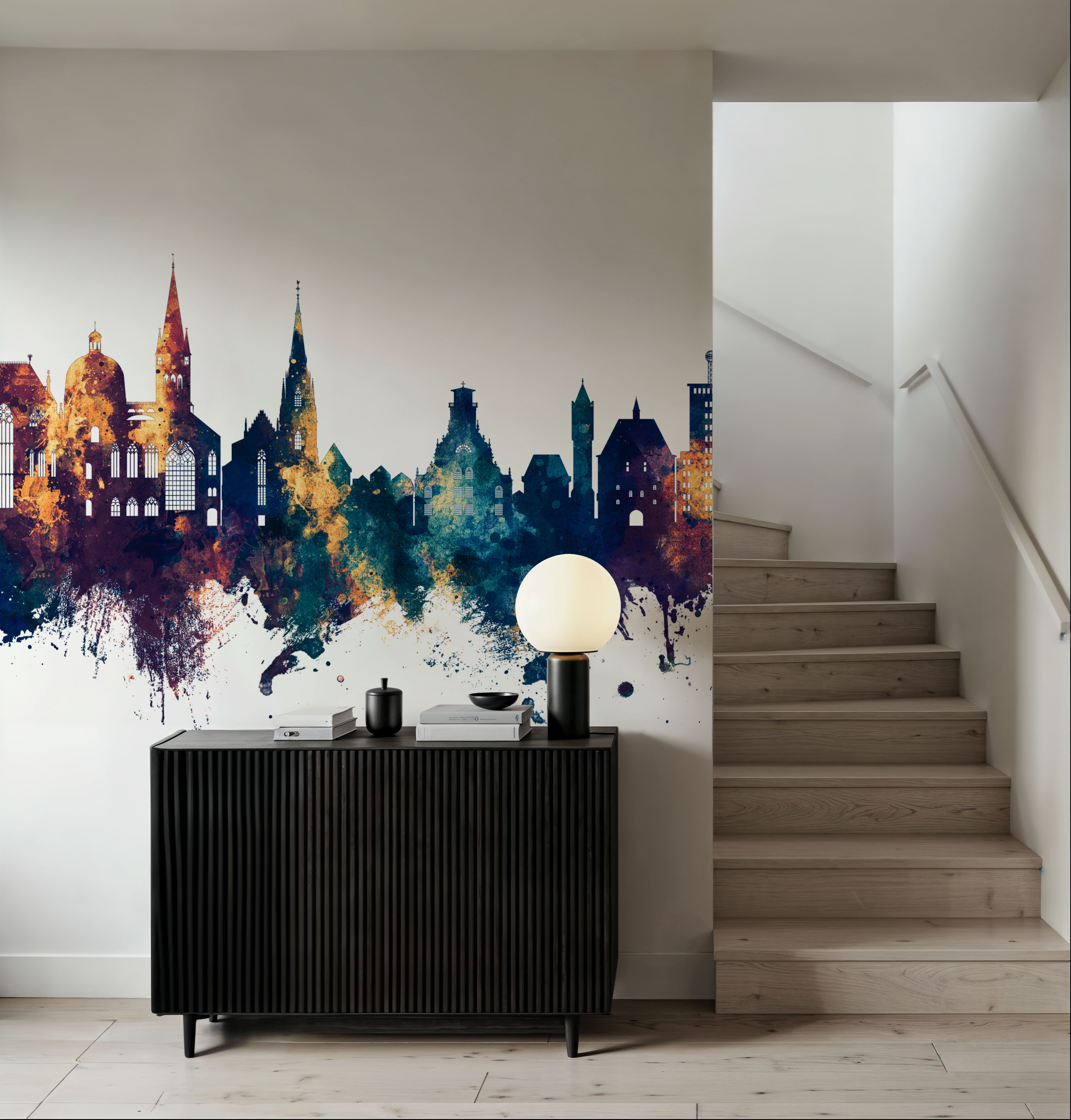 Aachen Germany Skyline Blue & Bronze