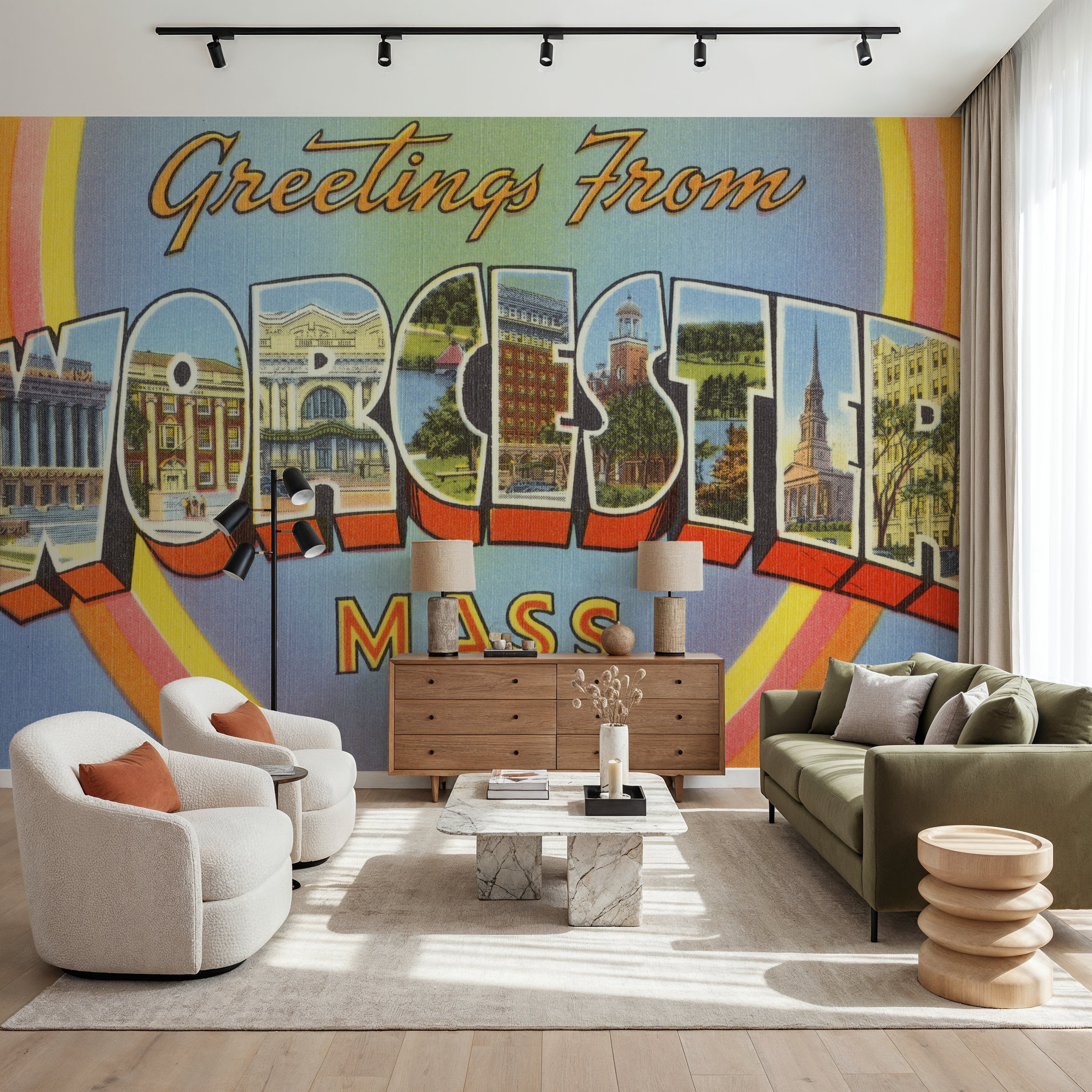 Greetings from Worcester - Screenprint Postcard