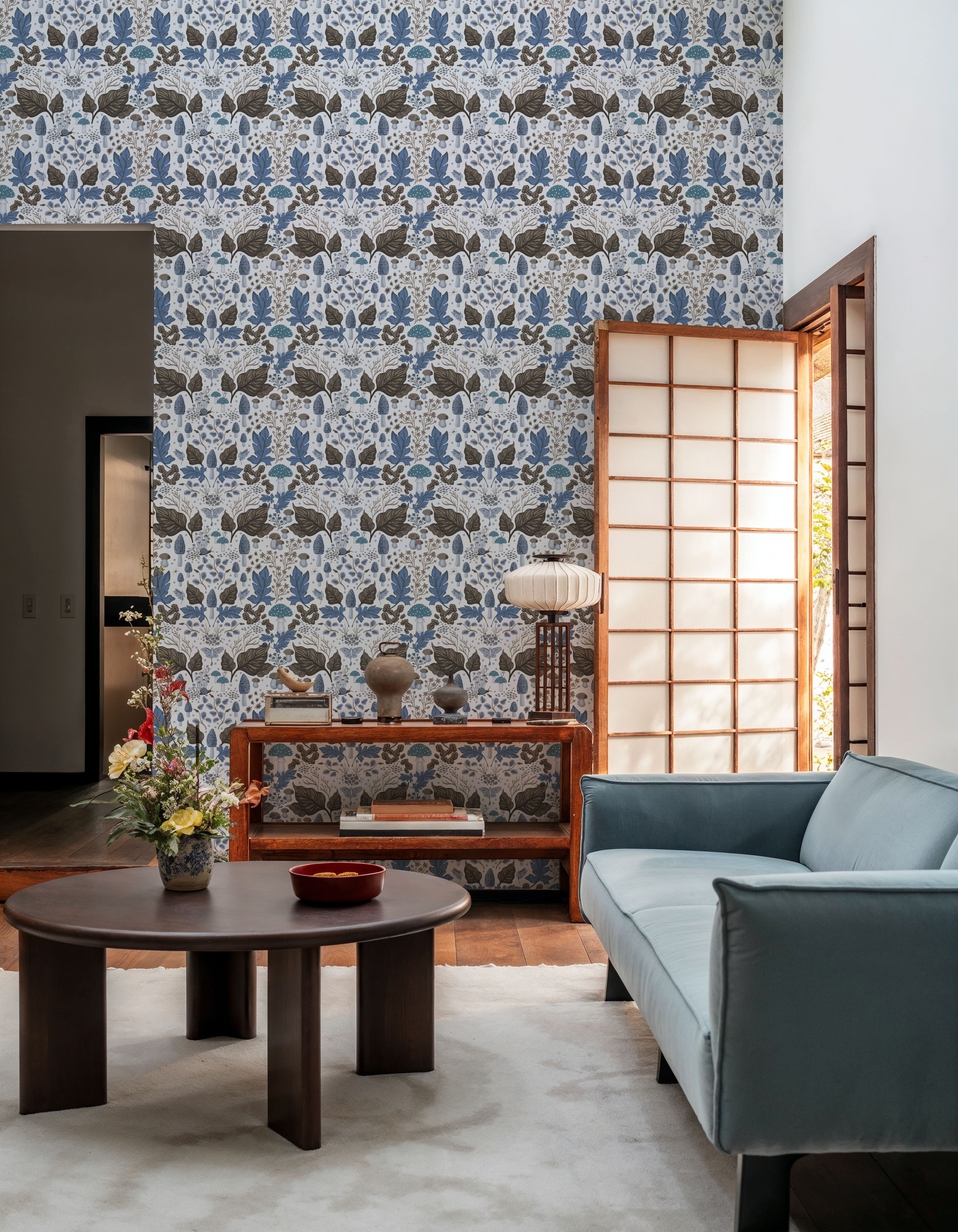 Autumn Forest Illustration, Light Blue