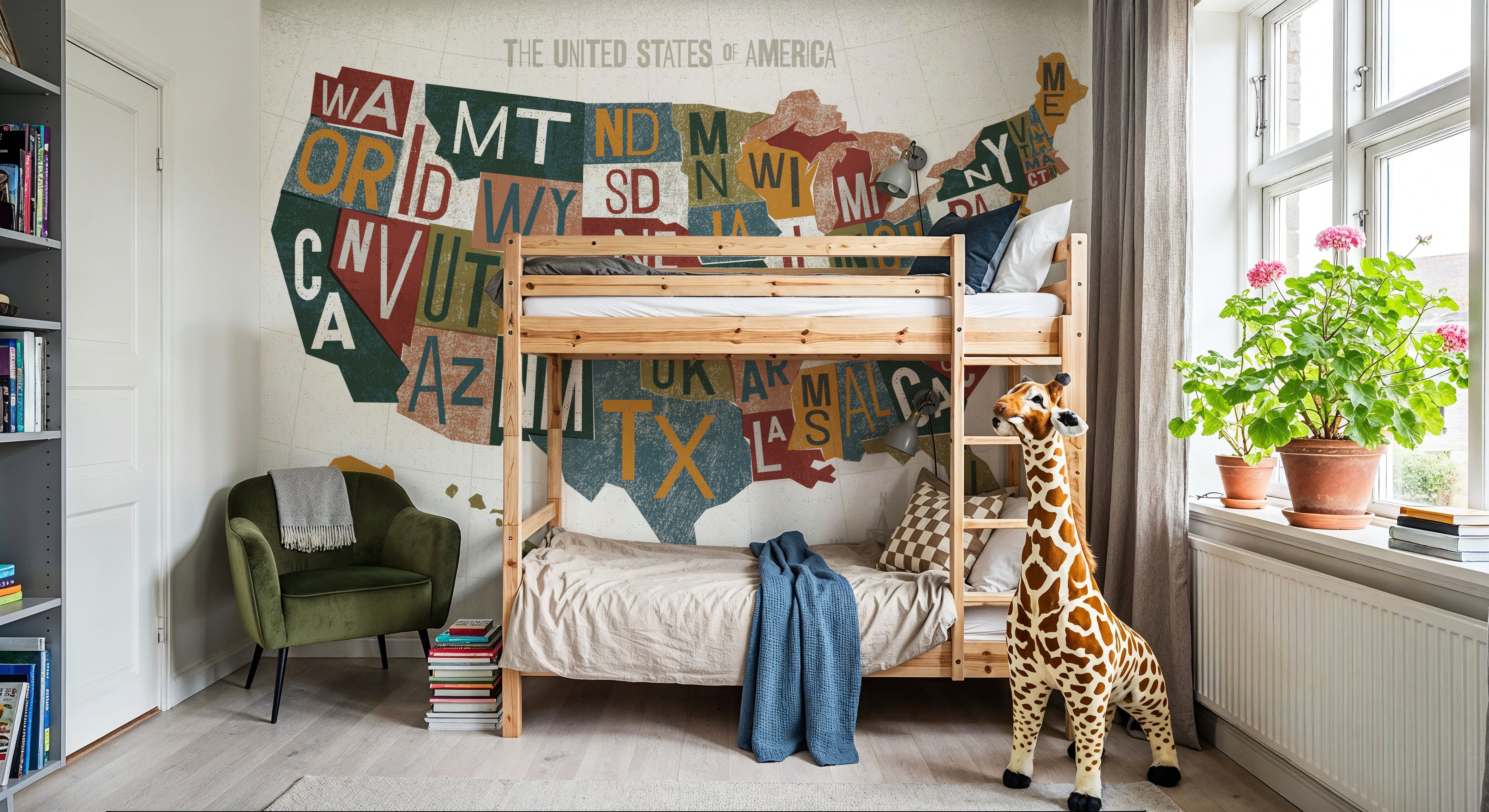 Letterpress USA Map Warm