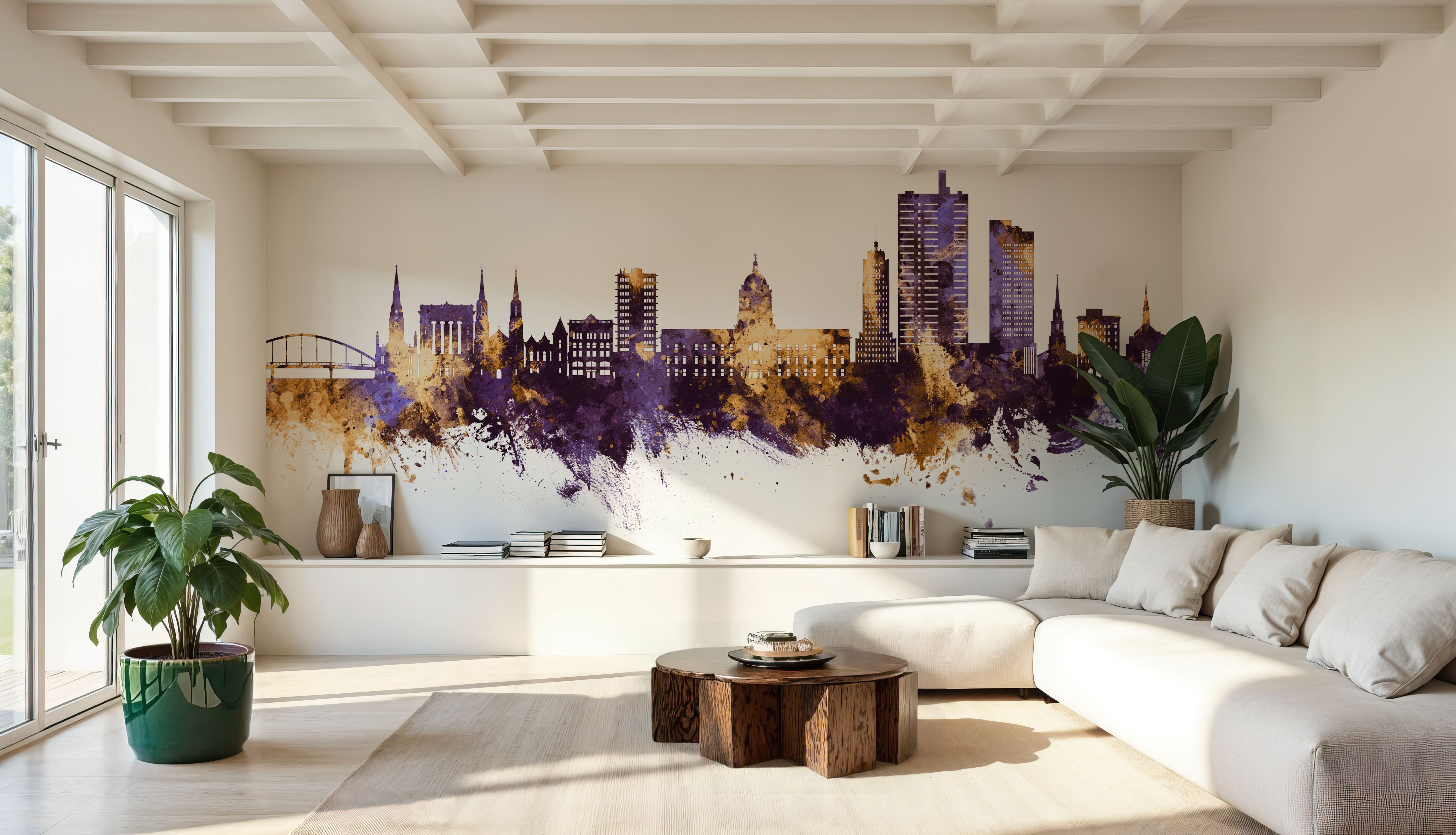 Fort Wayne Indiana Skyline Purple & Gold