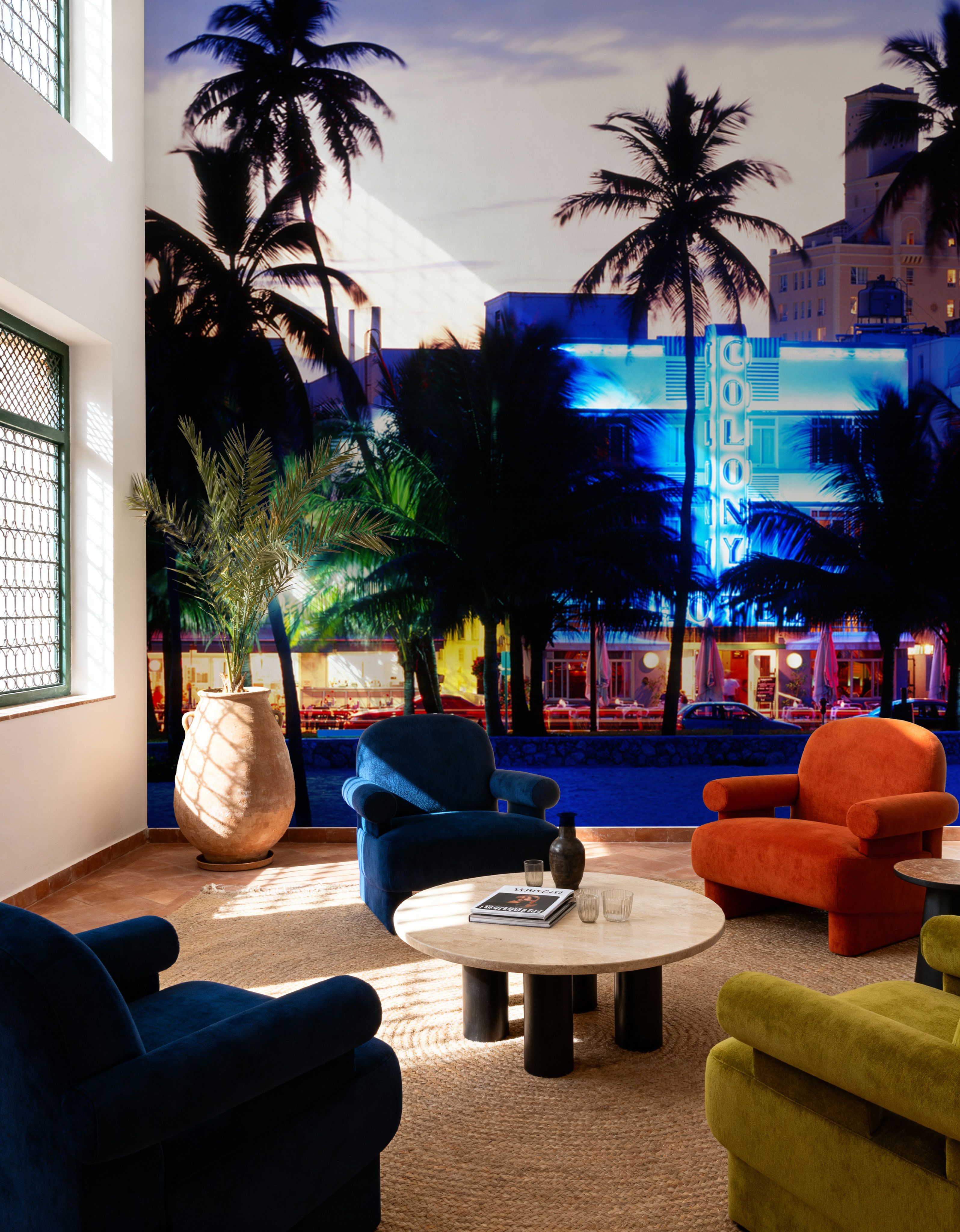 Wall Mural - Neon Colony Sunset - Architecture Coastal mural wallpaper - Living room - Wallism US - Premium, Textured or Peel & Stick