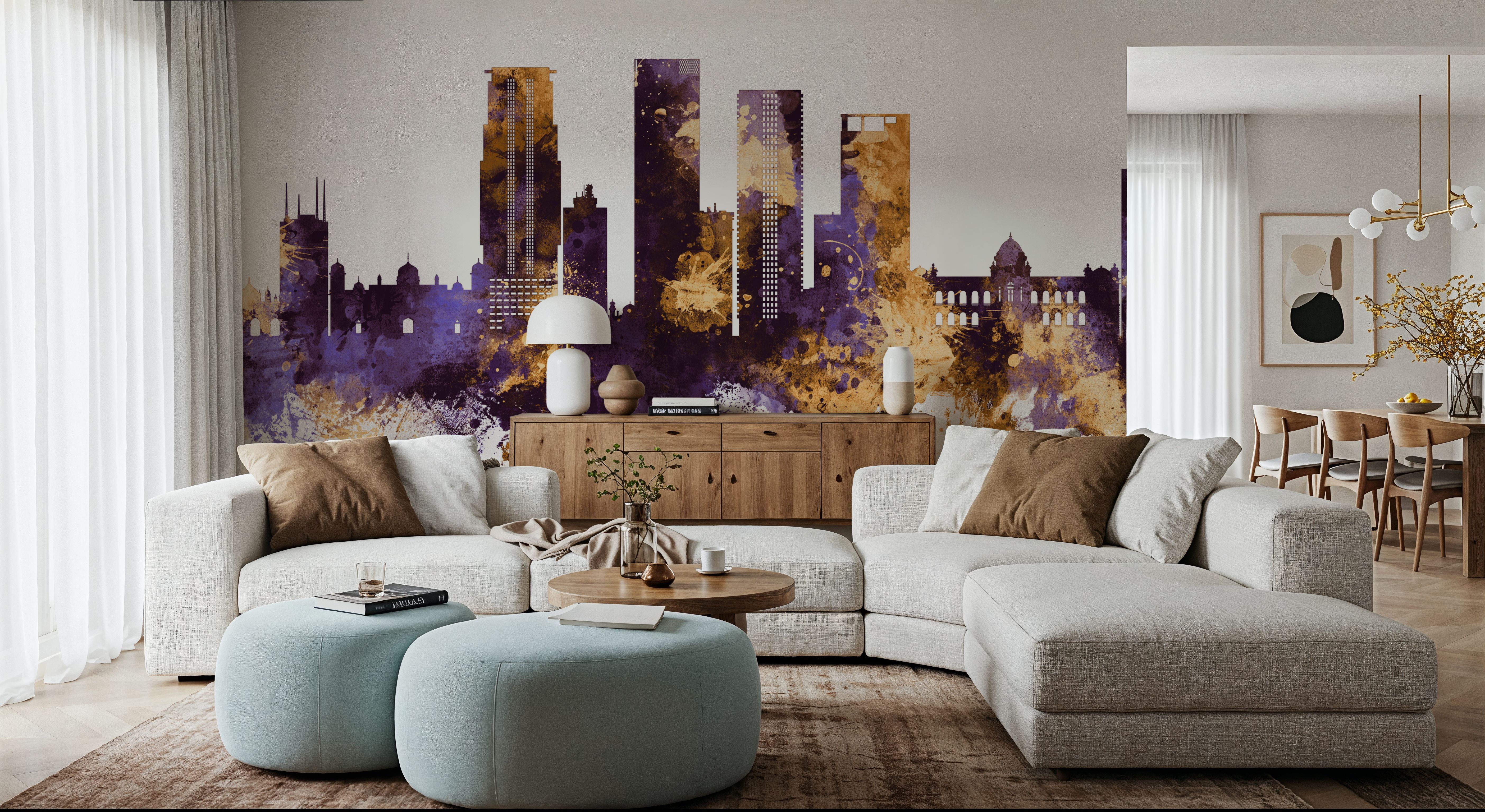 Dhaka Bangladesh Skyline Purple & Gold