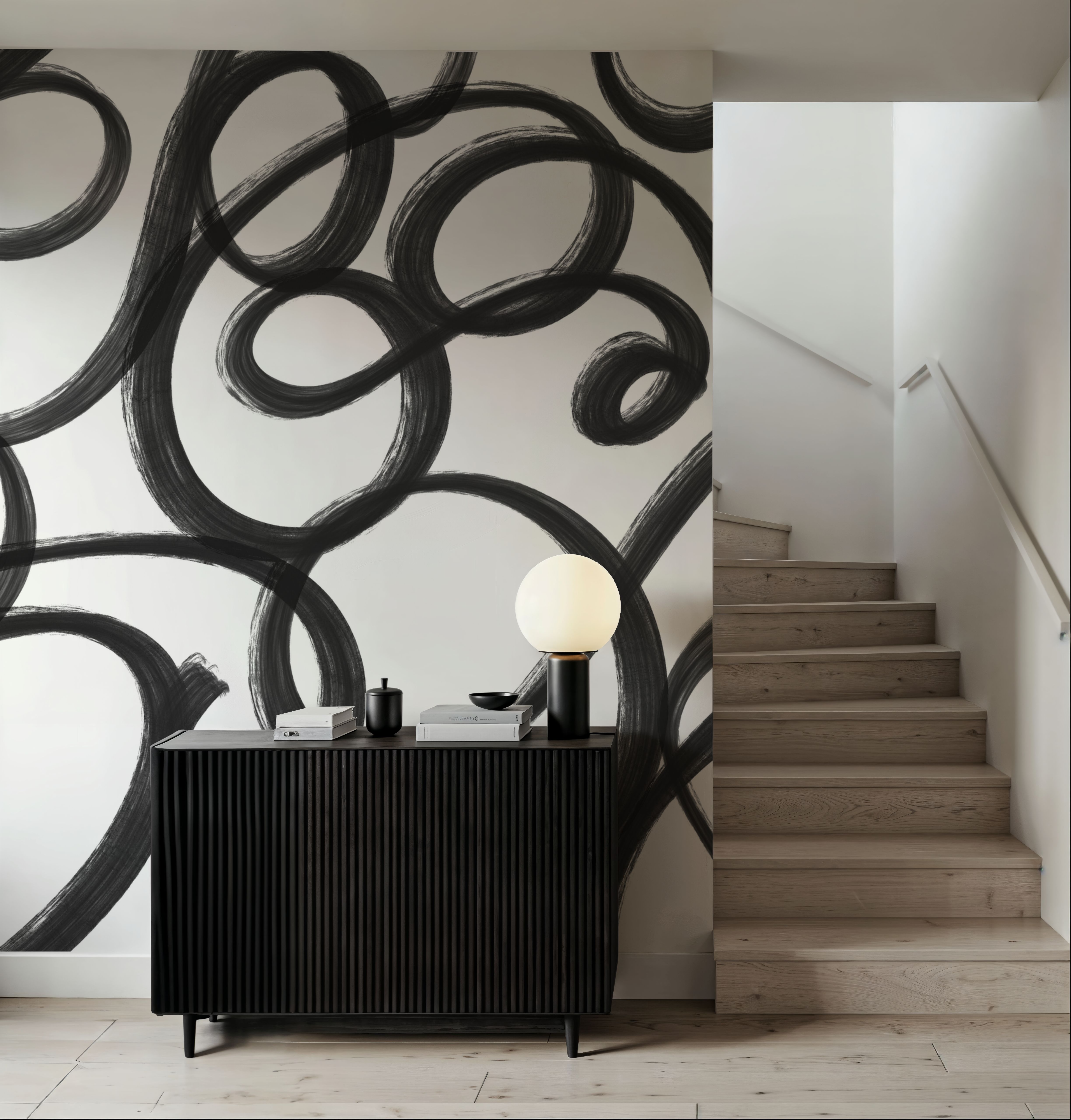 Curly Brush Lines, Black