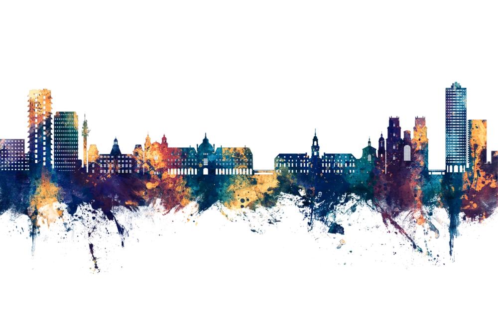 Rennes France Skyline Blue & Bronze