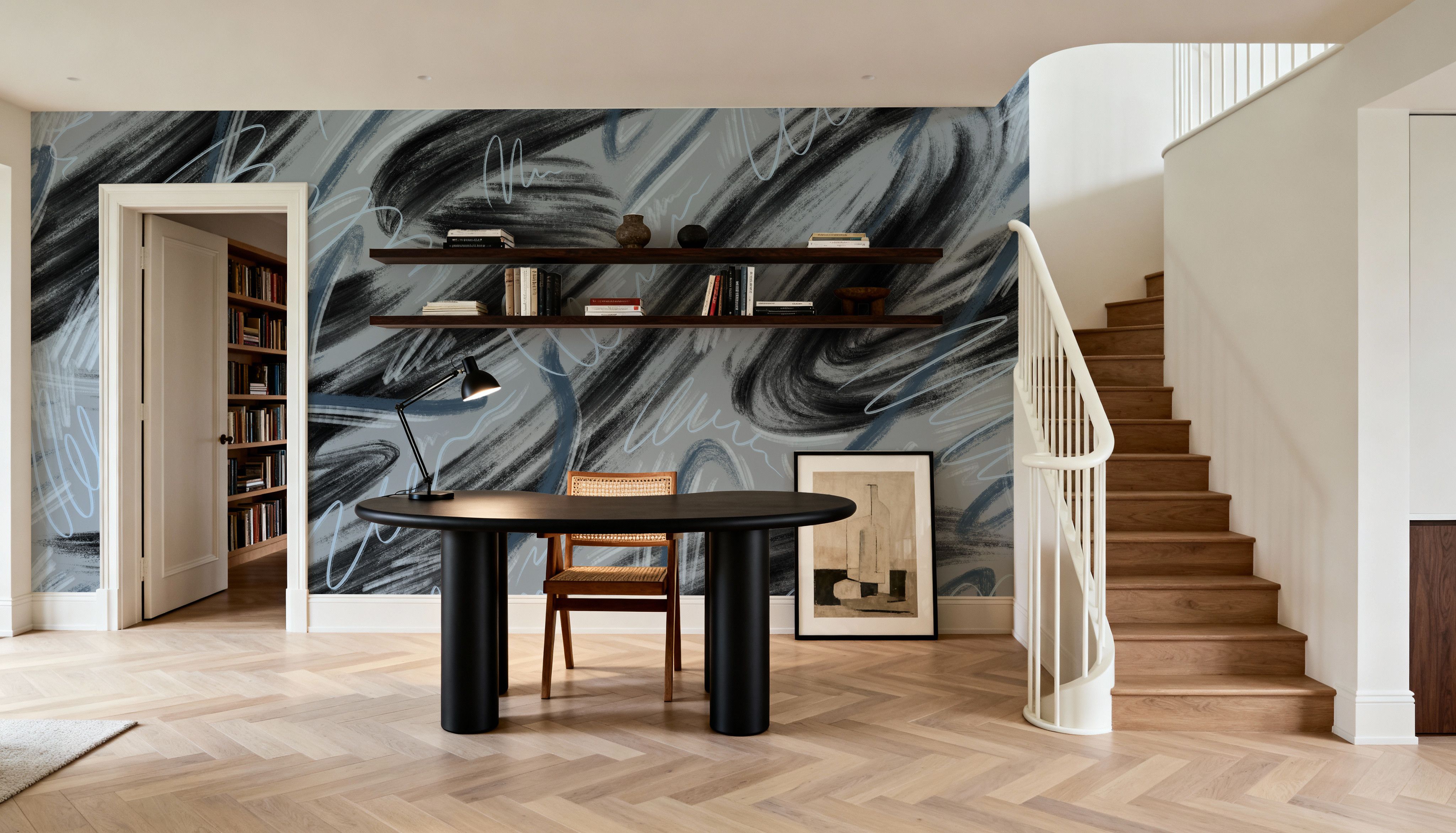 Scribble Flow, Denim Blue