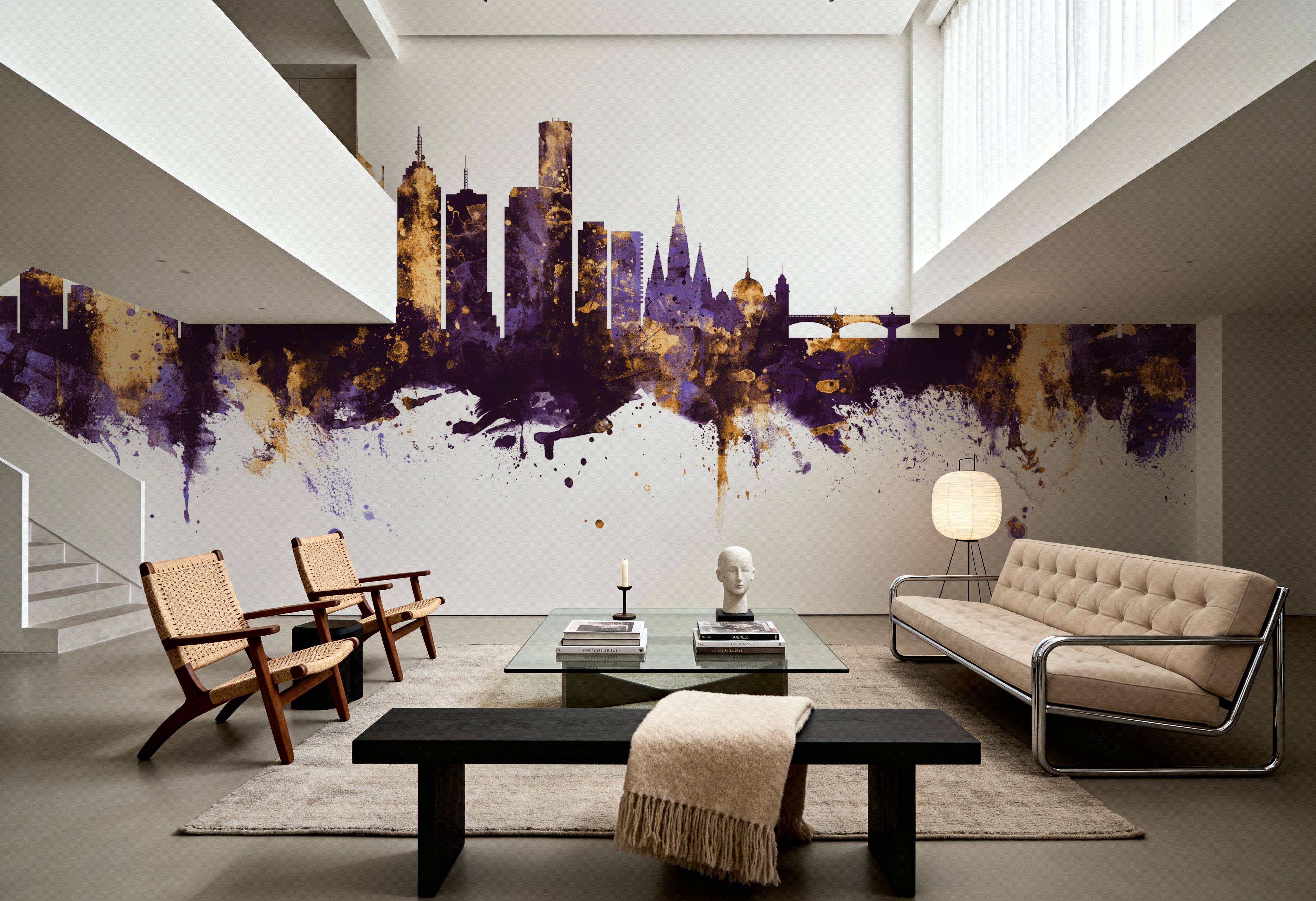 Melbourne Australia Skyline Purple & Gold
