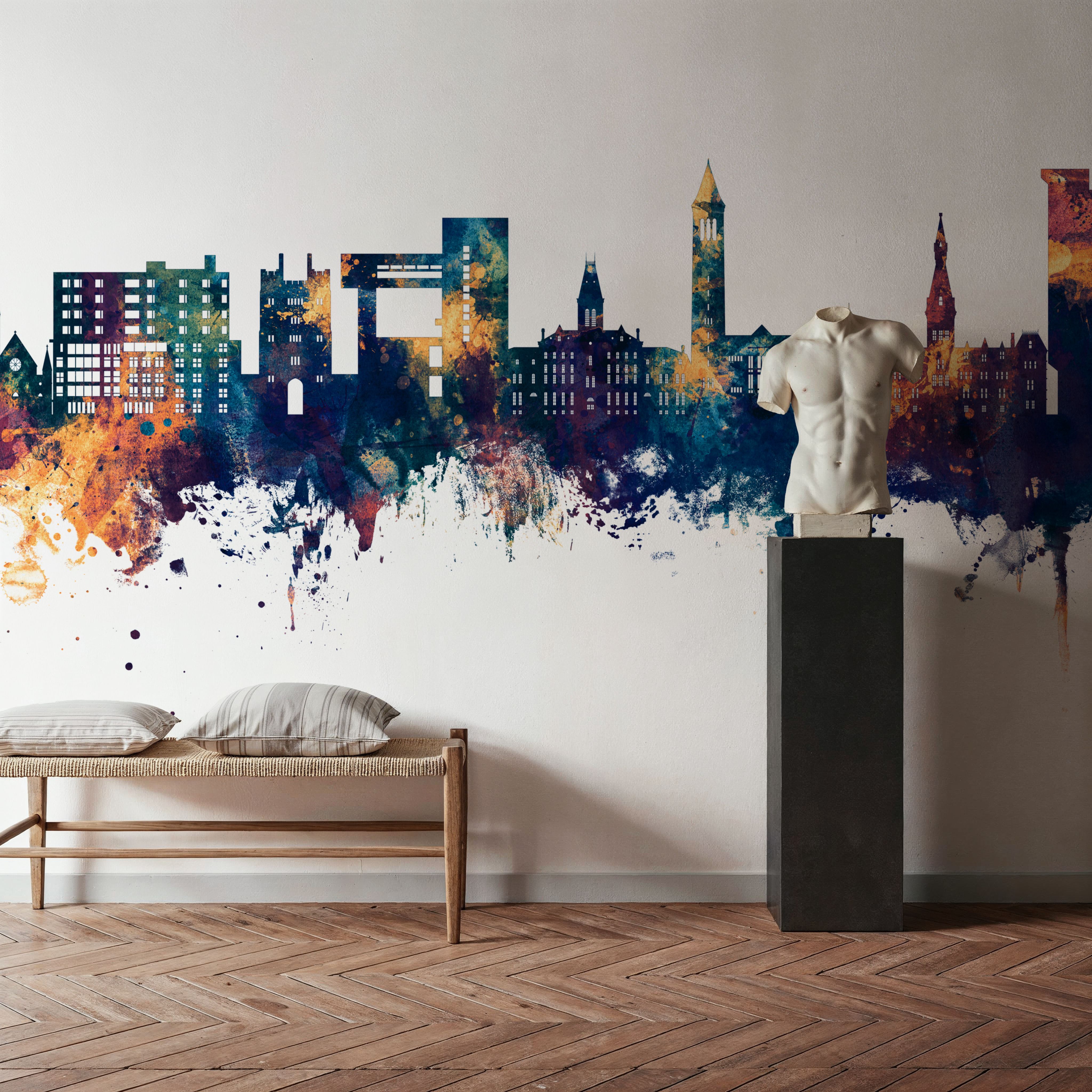 Ithaca New York Skyline Blue & Bronze