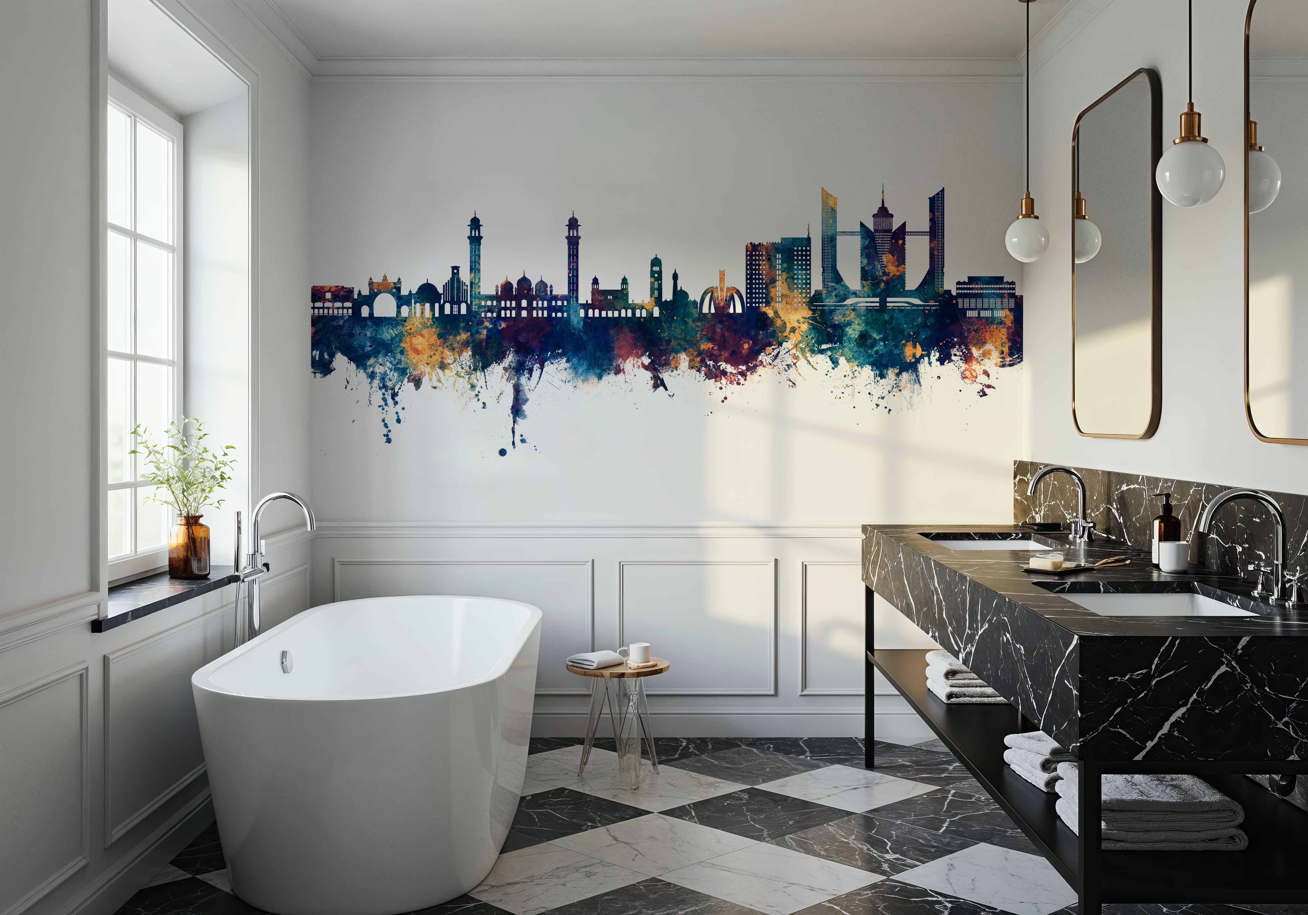 Faislabad Pakistan Skyline Blue & Bronze