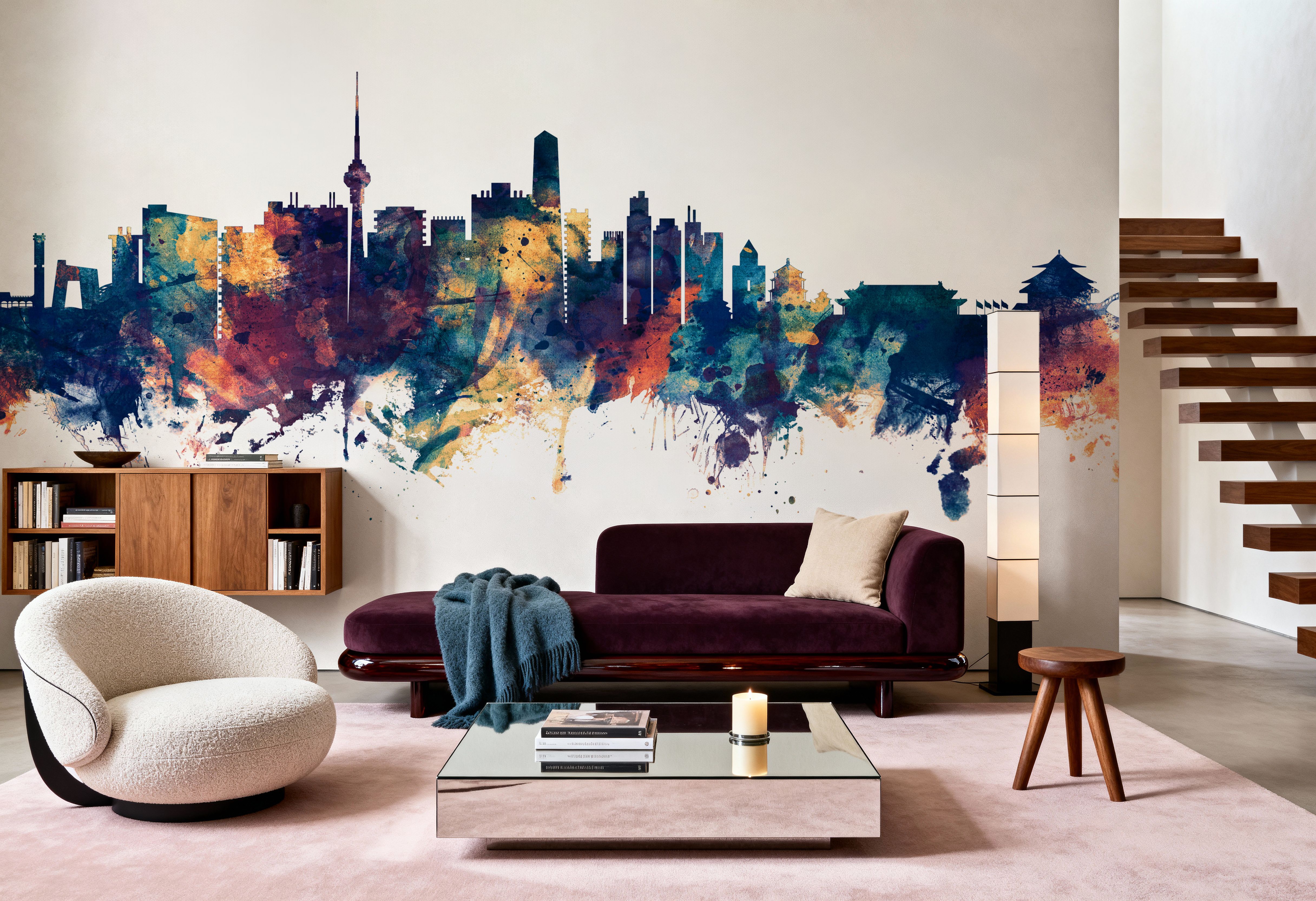 Beijing Skyline Blue & Bronze