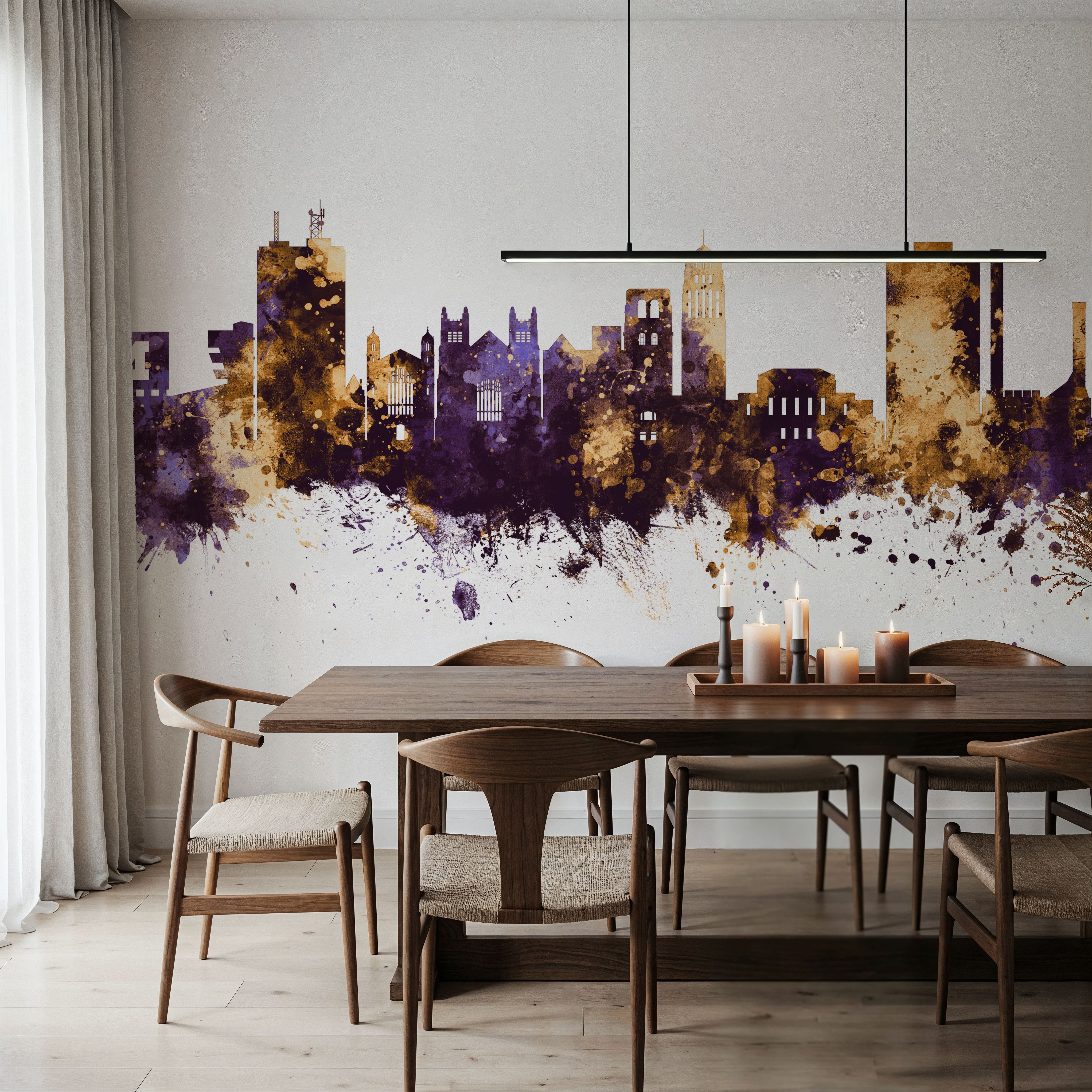 Ann Arbor Michigan Skyline Purple & Gold