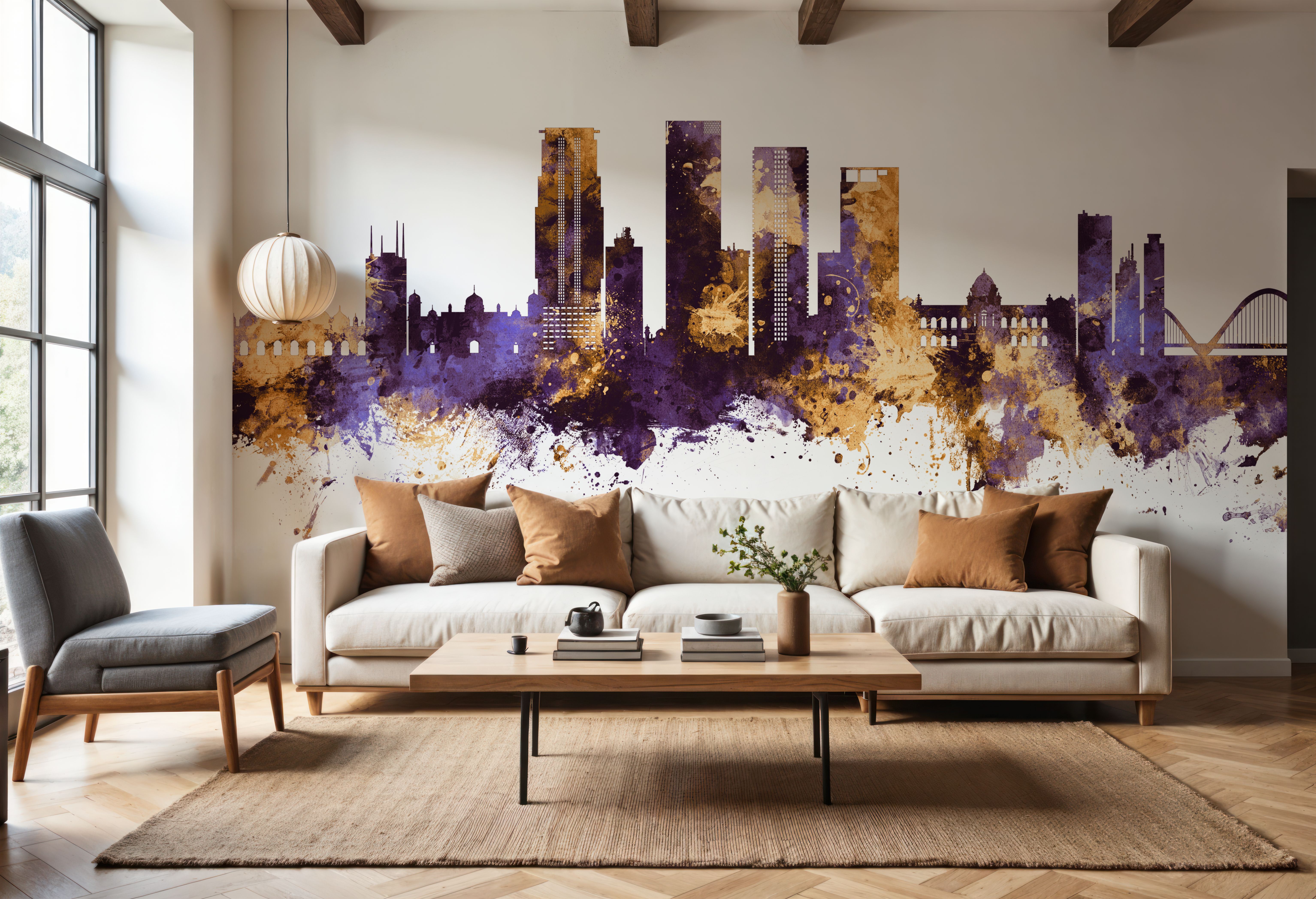 Dhaka Bangladesh Skyline Purple & Gold