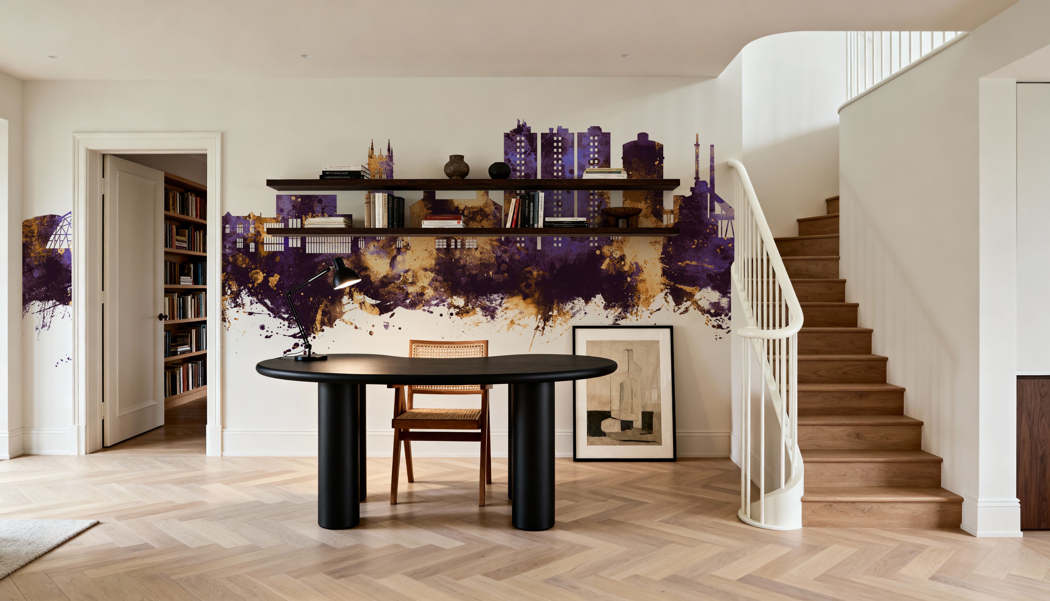 Scunthorpe England Skyline Purple & Gold