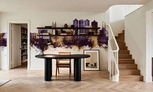 Scunthorpe England Skyline Purple & Gold