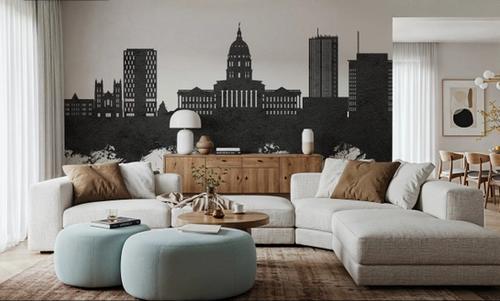 Topeka Wyoming Skyline Black & White