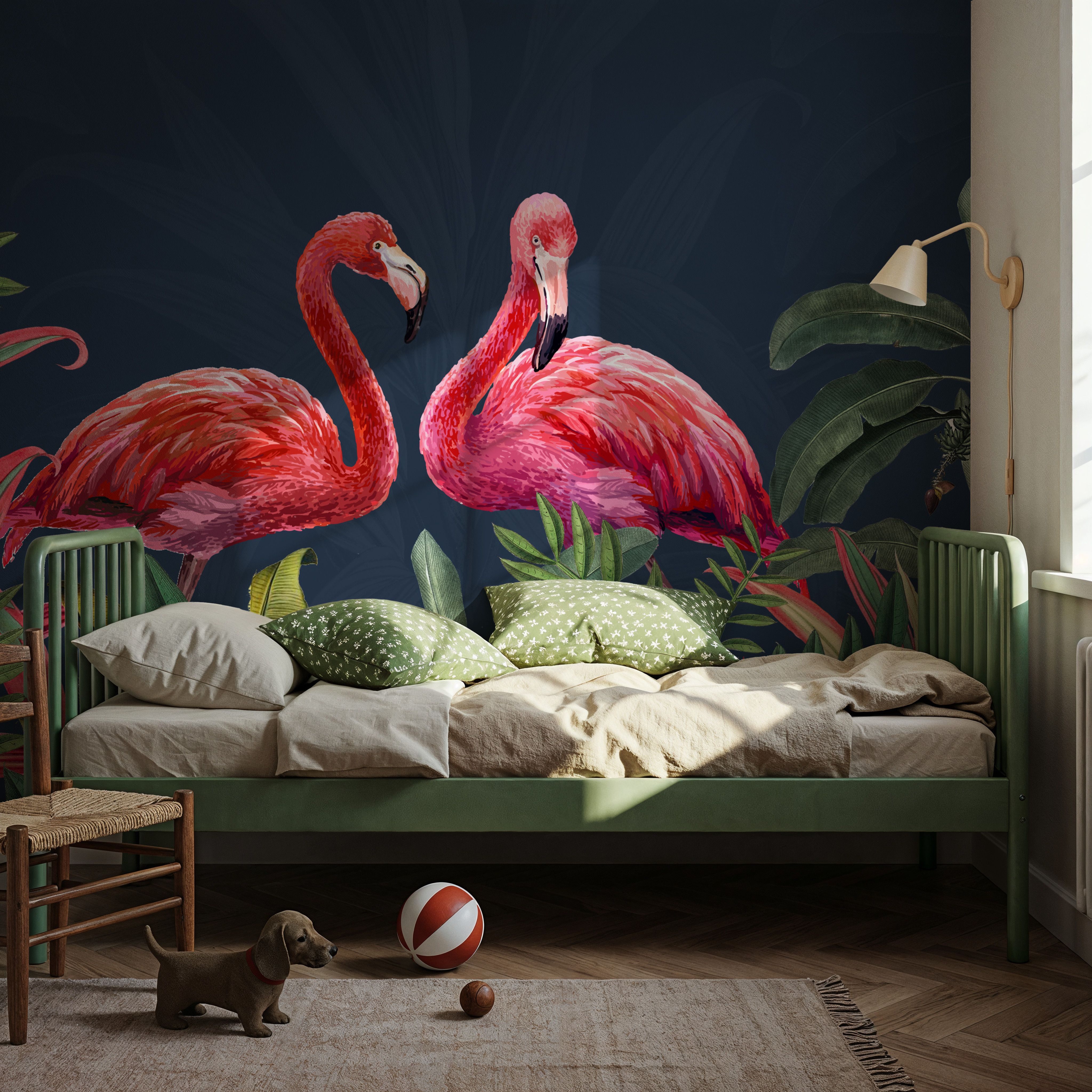 Shy Flamingos Blue