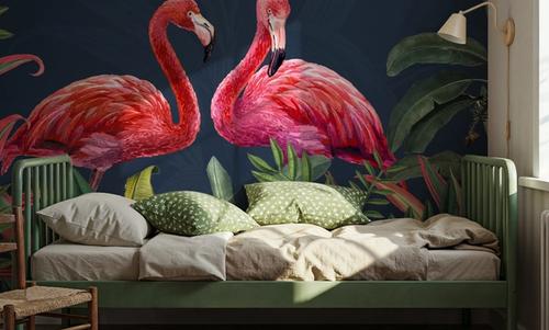 Shy Flamingos Blue