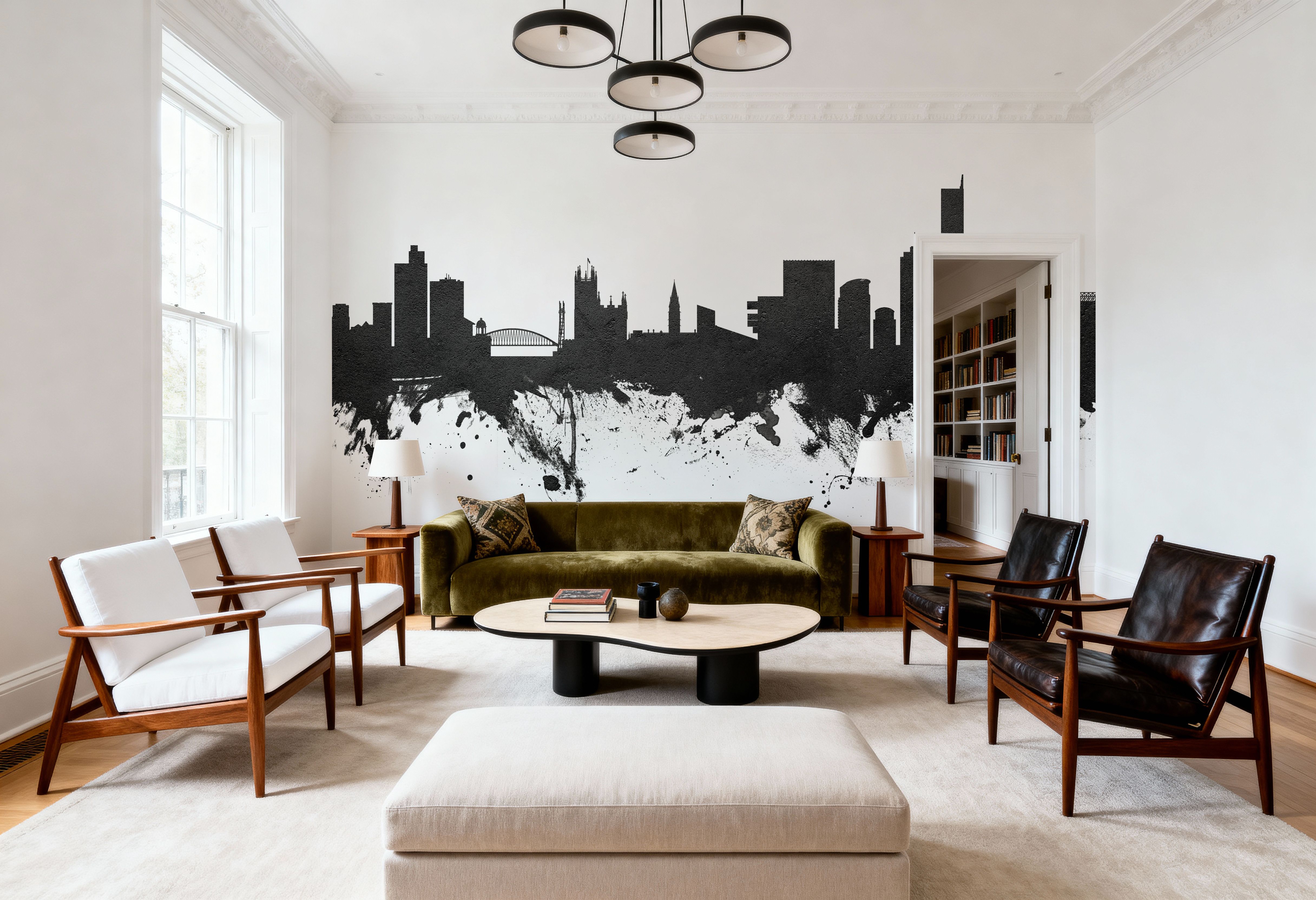 Manchester England Skyline Black & White