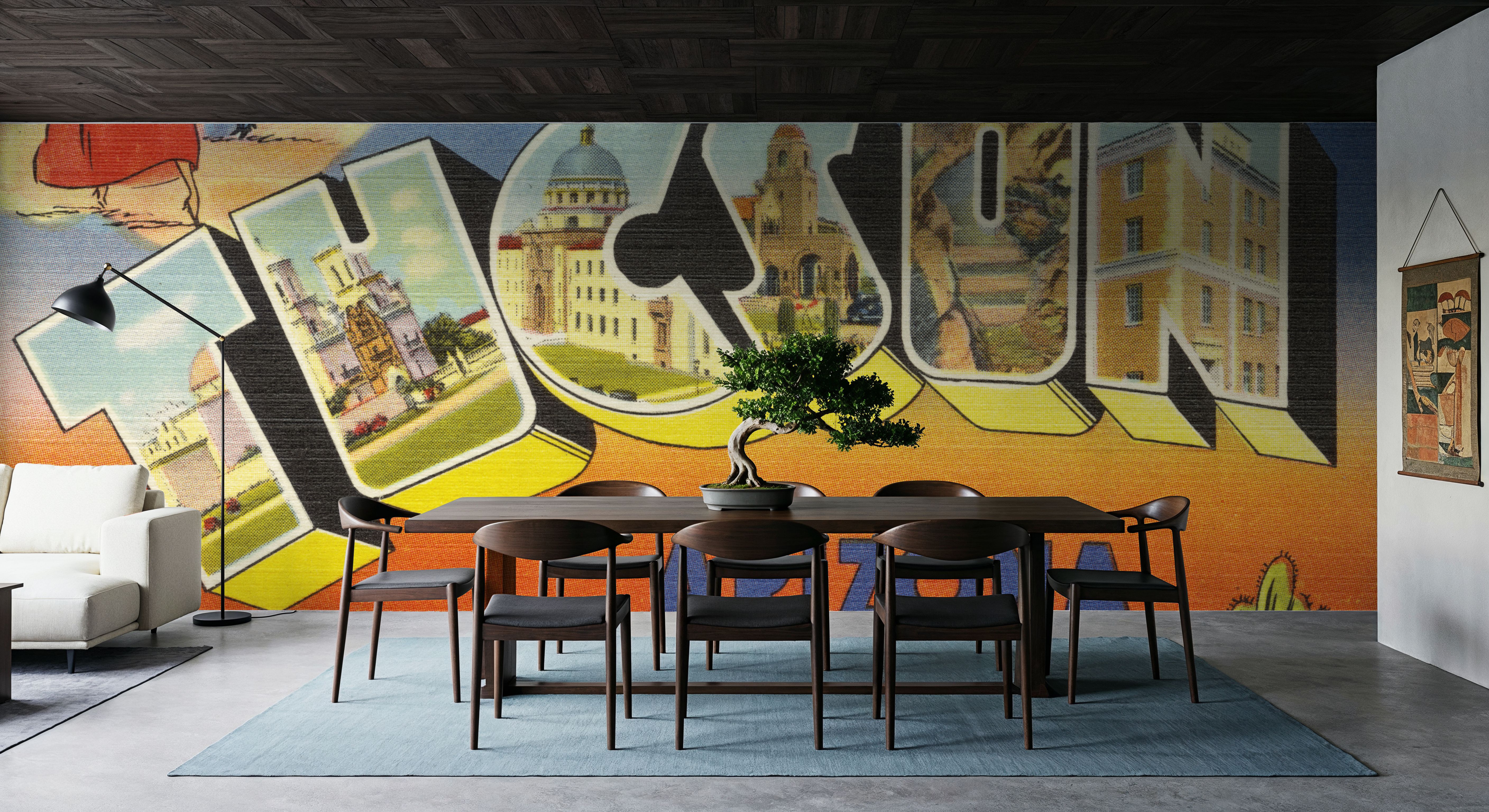 Greetings from Tucson - Screenprint Postcard, Wallpaper