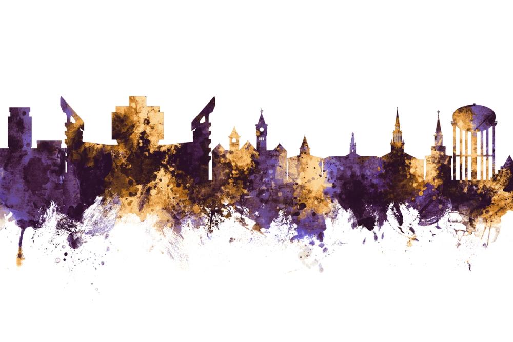 Auburn Alabama Skyline Purple & Gold