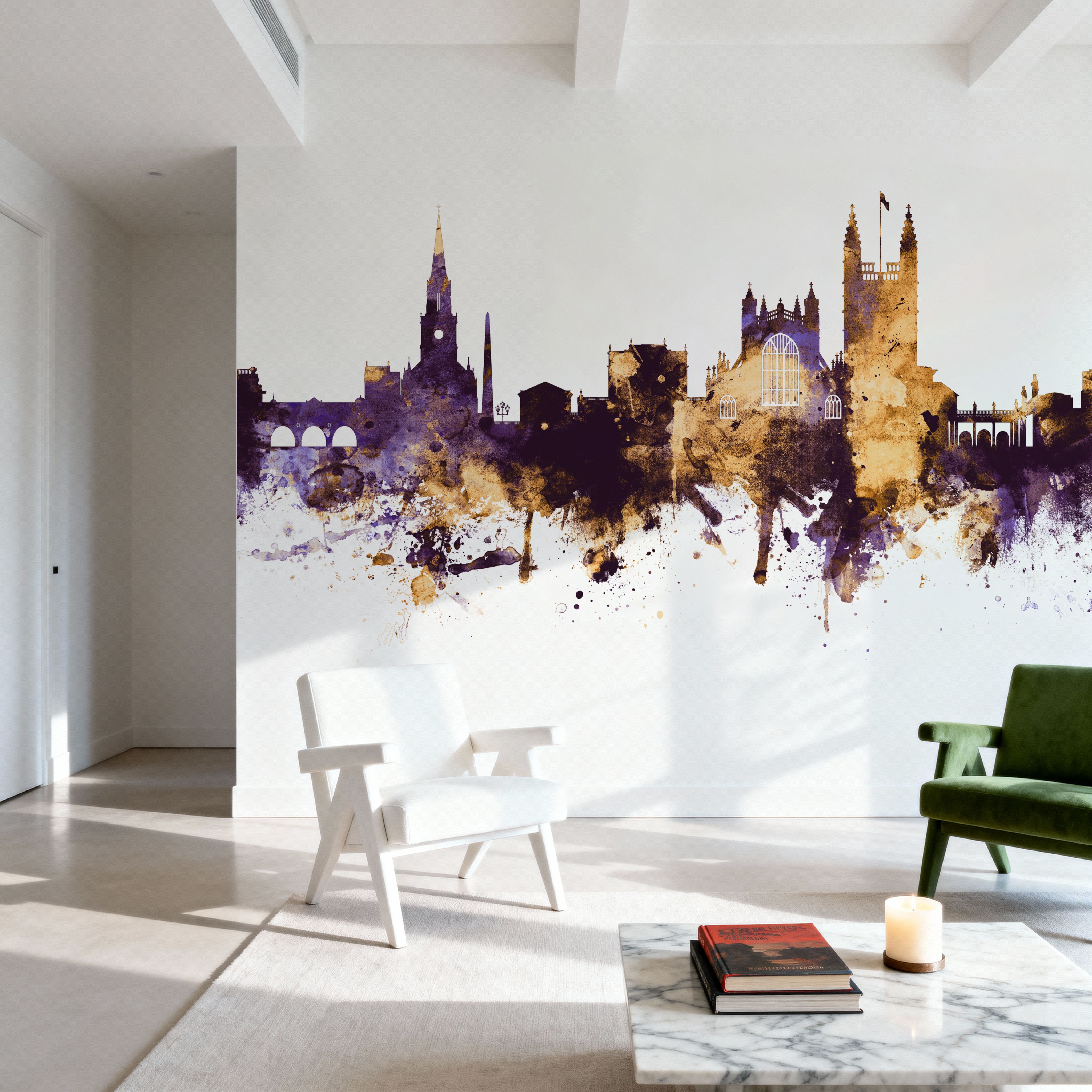 Bath England Skyline Purple & Gold