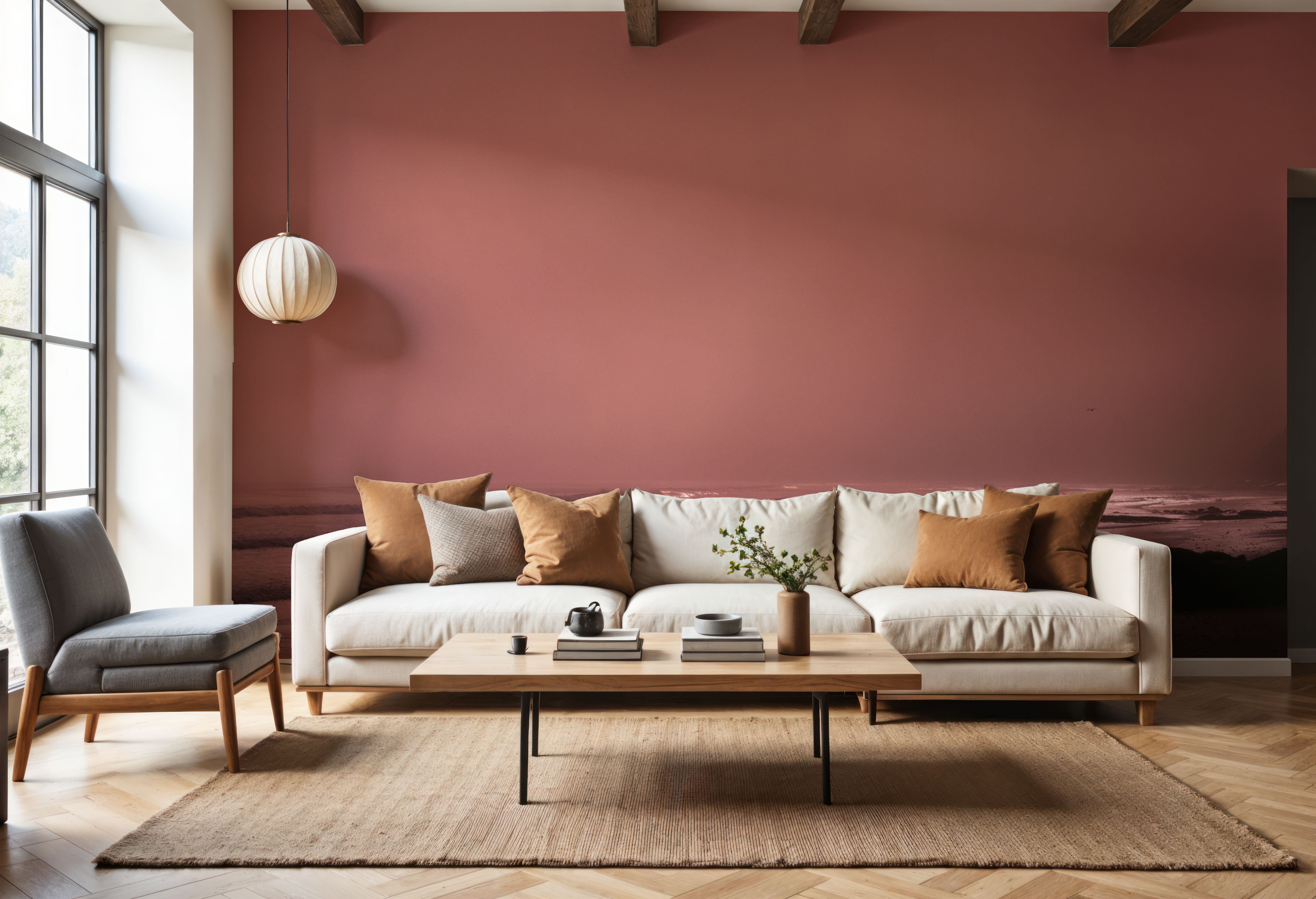 Wall Mural - Sunset Surfers Silhouette - Beach Sports mural wallpaper - Red - Dining Room - Wallism US - Premium, Textured or Peel & Stick