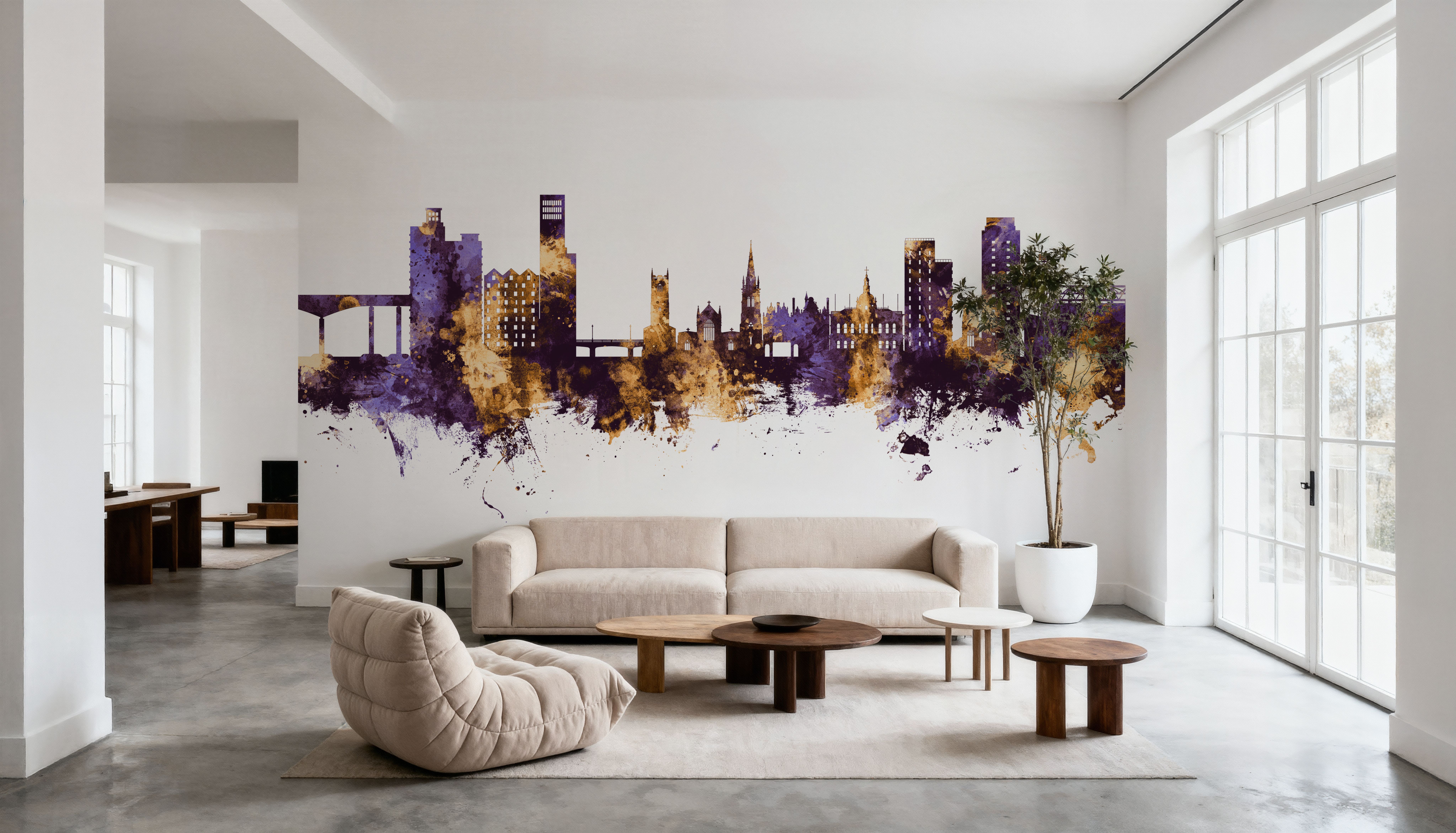 Ipswich England Skyline Purple & Gold