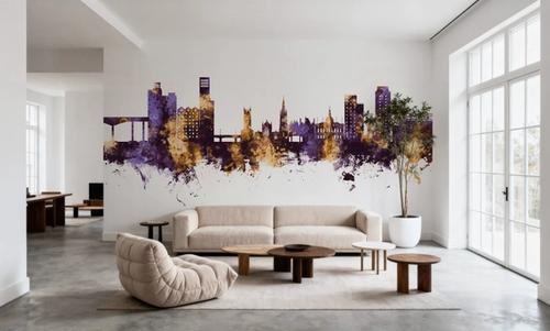 Ipswich England Skyline Purple & Gold