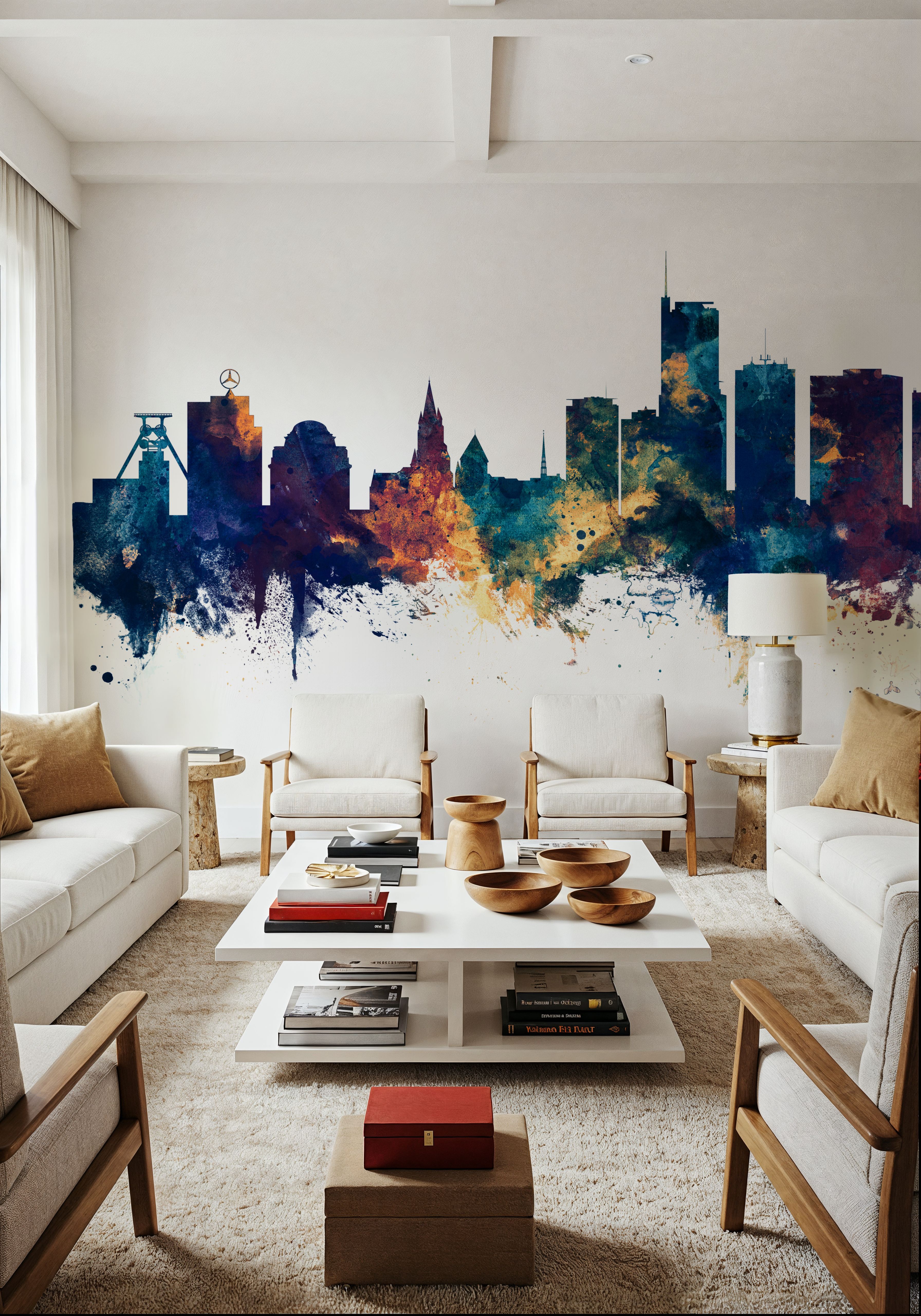 Essen Germany Skyline Blue & Bronze