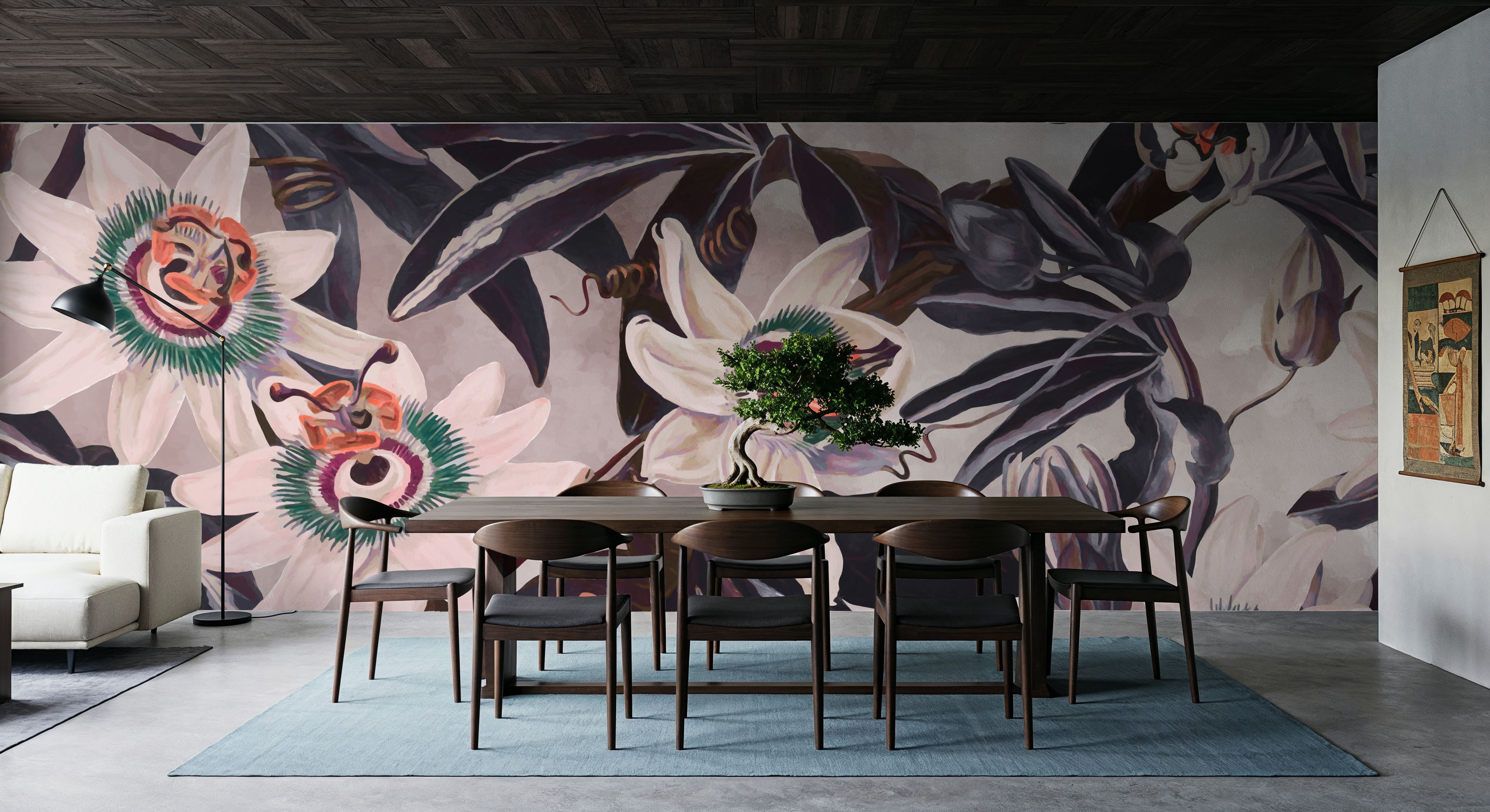 White Passiflora Reddish Green